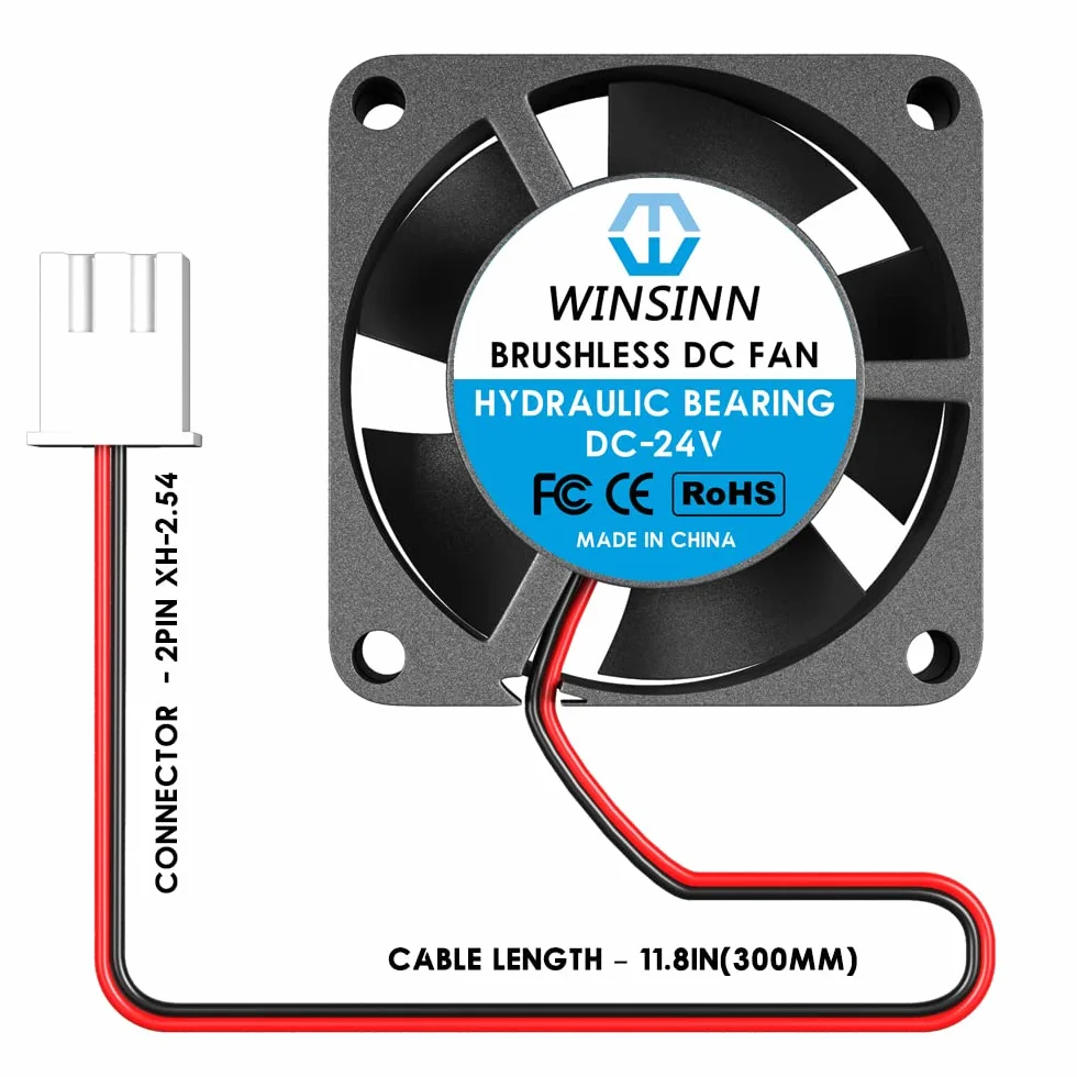 WINSINN 2510 - Ventola da 25 mm, 24 V, cuscinetto idraulico brushless 2510, 25 x 10 mm, per PCB/Notebook/scheda grafica, alta velocità (confezione da 5 pezzi)
