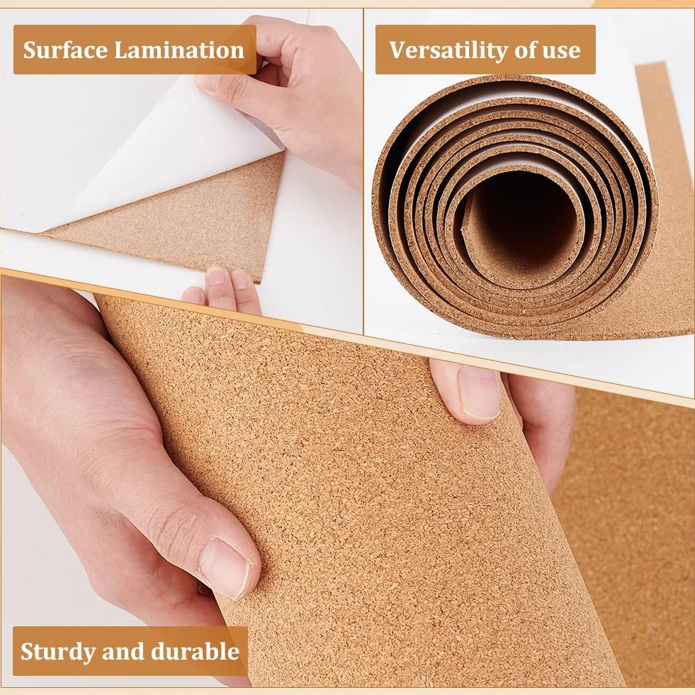 BENECREAT Rotolo di Sughero Autoadesivo 40x200 cm 3 mm per Bacheche Fai-Da-Te