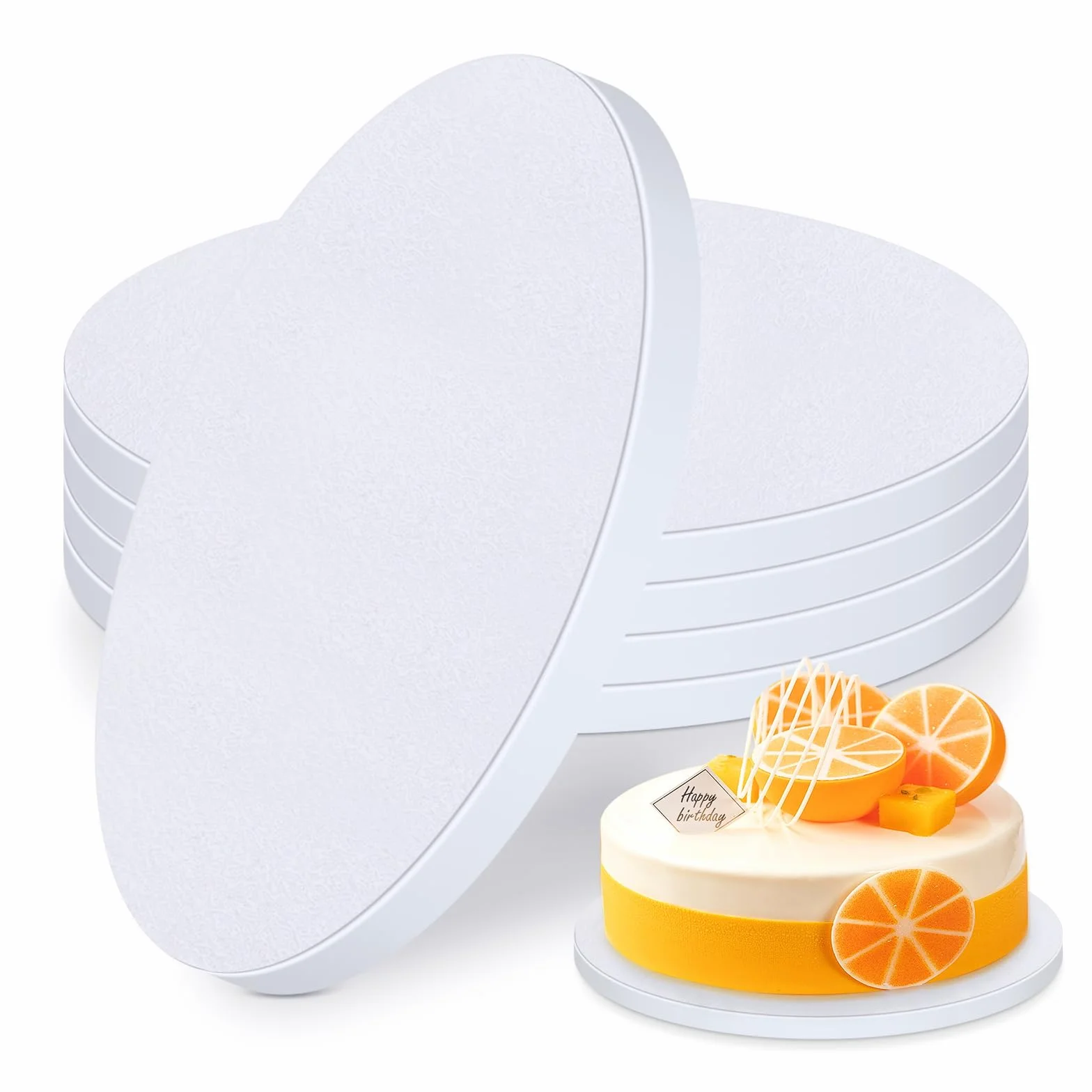 Sottotorta Tondo 25 cm x 12 mm Cartone Bianco Riutilizzabile Cake Board per Torte 8-10 Pollici