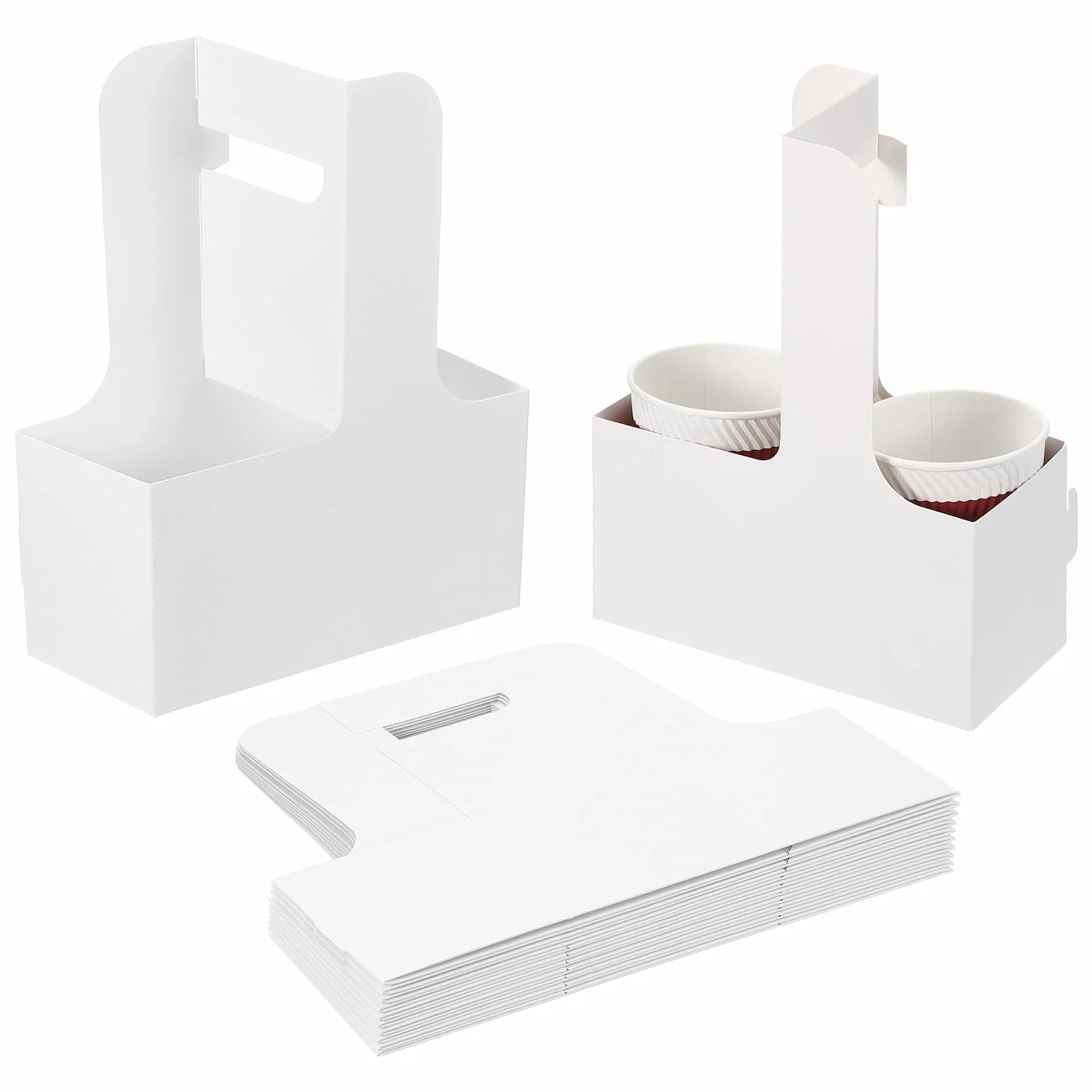 PATIKIL 2 Portabicchieri Tazze con Manico, 20Pz Portabicchieri Caffè Cartone Kraft Asporto, Monouso, Bianco