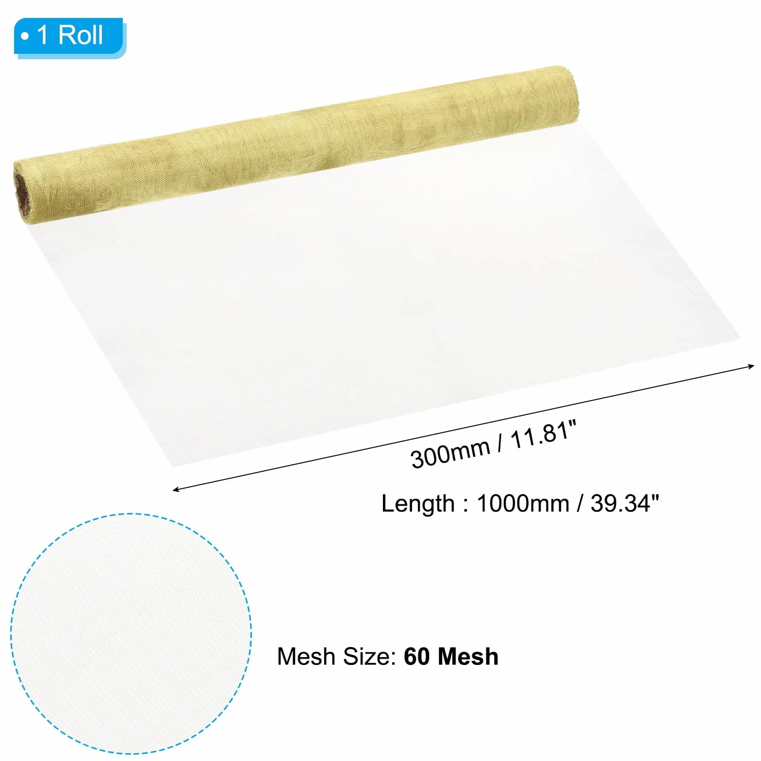 PATIKIL Maglia di Rame Pura Ottone 39x12", Filtro a Maglia 60 Metallo Densa e Spesso Rete Metallico per Ventilazioni per Copertura Sicurezza Finestra, Filtrazione Recinto Animali, Giallo