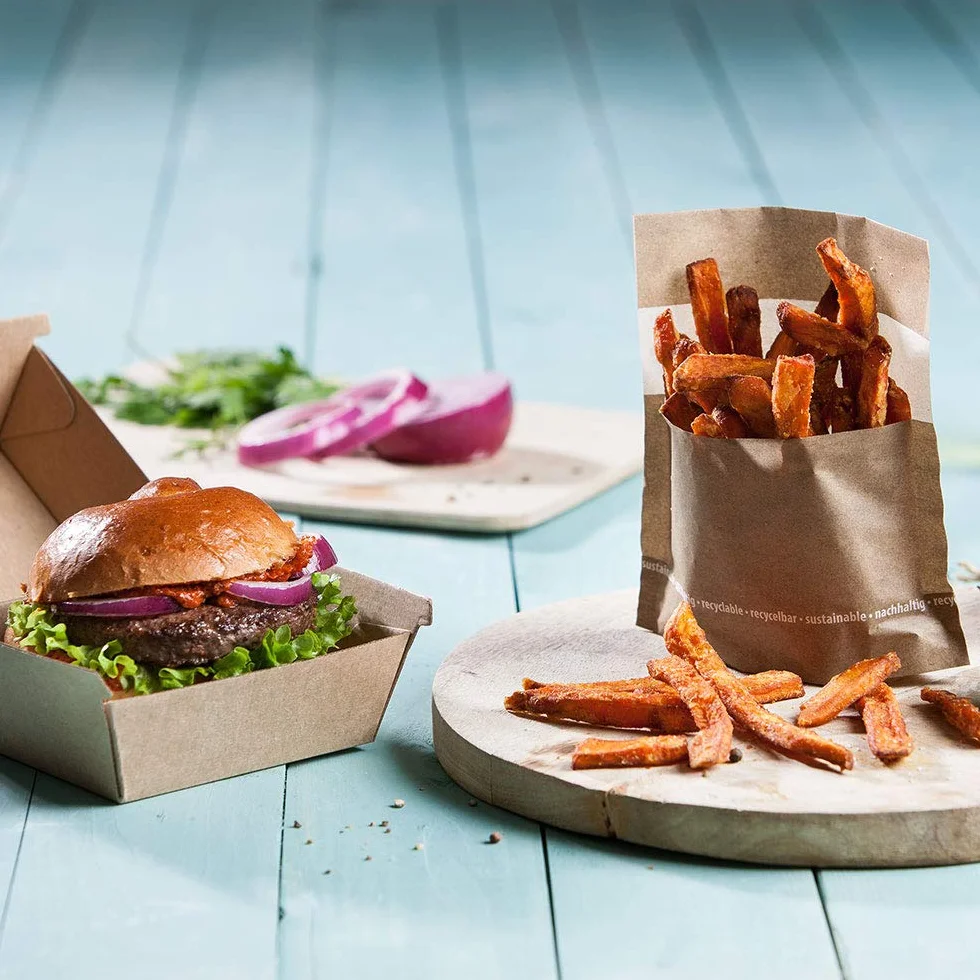 GREENBOX Burger Box 50 pezzi 13 x 14 x 8 cm Kraft cartone biodegradabili