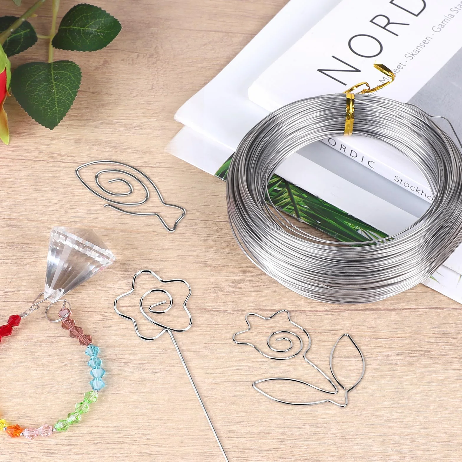Filo in acciaio inox Ø1,0mm Filo elastico inossidabile 100m Filo acciaio morbido argentato Filo per artigianato Filo legante per DIY, cablaggio giardino, creazione gioielli, struttura sculture