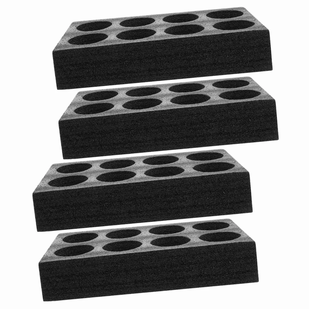 GARVALON Vassoio Portabicchieri Nero 4 Pezzi Design 8 Fori Schiuma Cotone