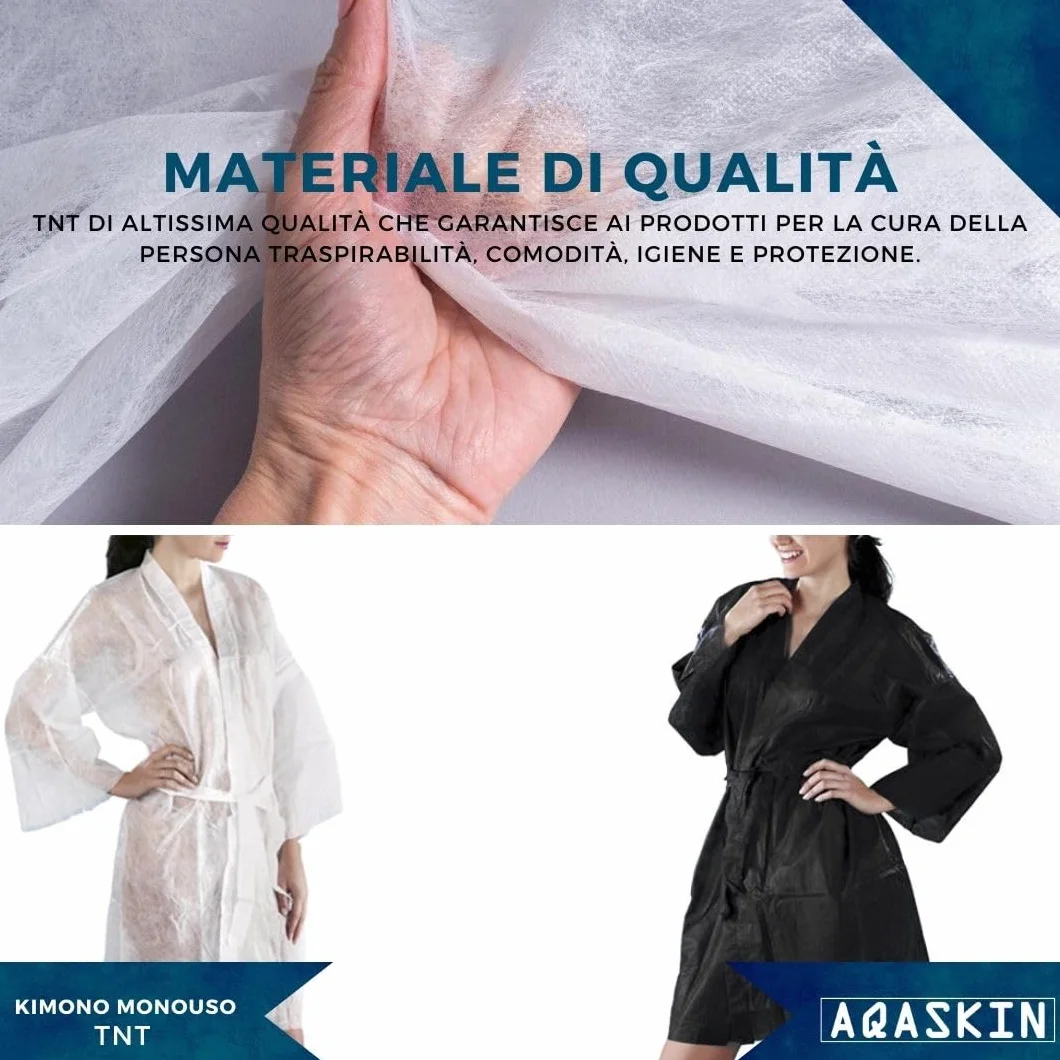 Kimono Monouso Estetista in TNT 30gr/m2 - Confezioni da 20 pz - SCONTI QUANTITà - Confezionati singolarmente - Dimensioni 100x140cm - Tasca e Cinturino