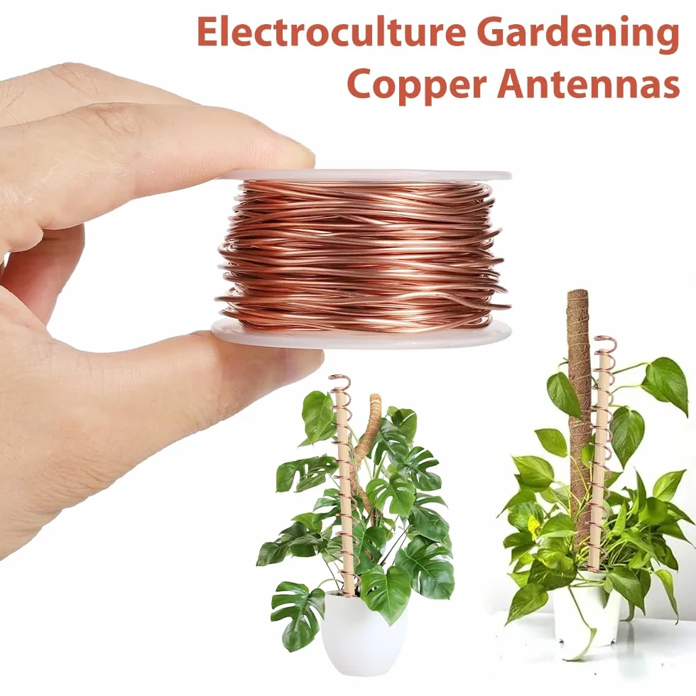 20m Electroculture Giardinaggio Filo di Rame, 99,9% Filo Rame Puro Calibro 16 Filo/1,3 mm di Rame Elettrocoltura Nudo per Giardino, Coltivazione di Piante e Ortaggi