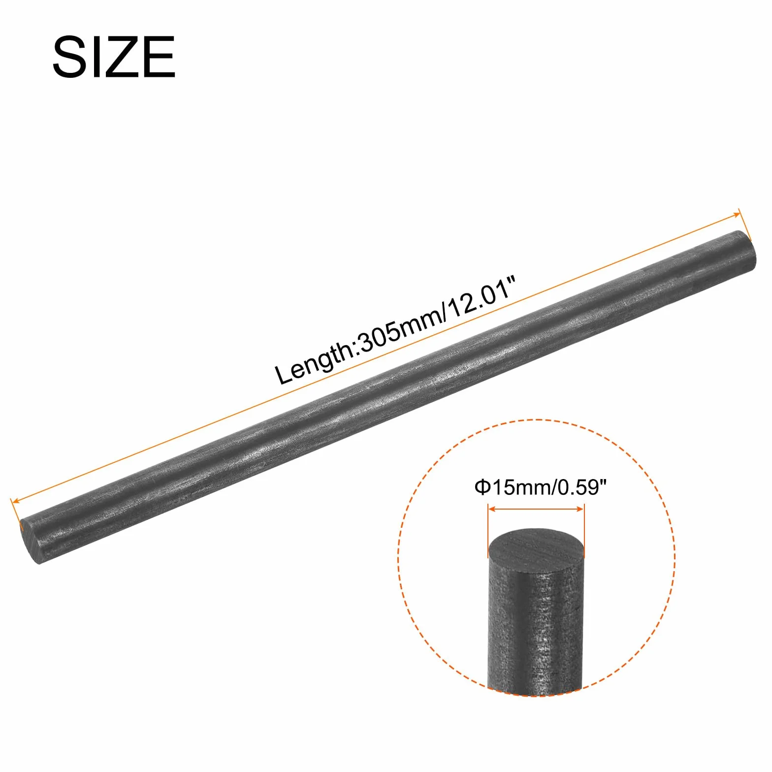 QUARKZMAN Astina di Stiratura in Grafite Cilindrica Carbonio 305x15mm Nero 2 sztuki