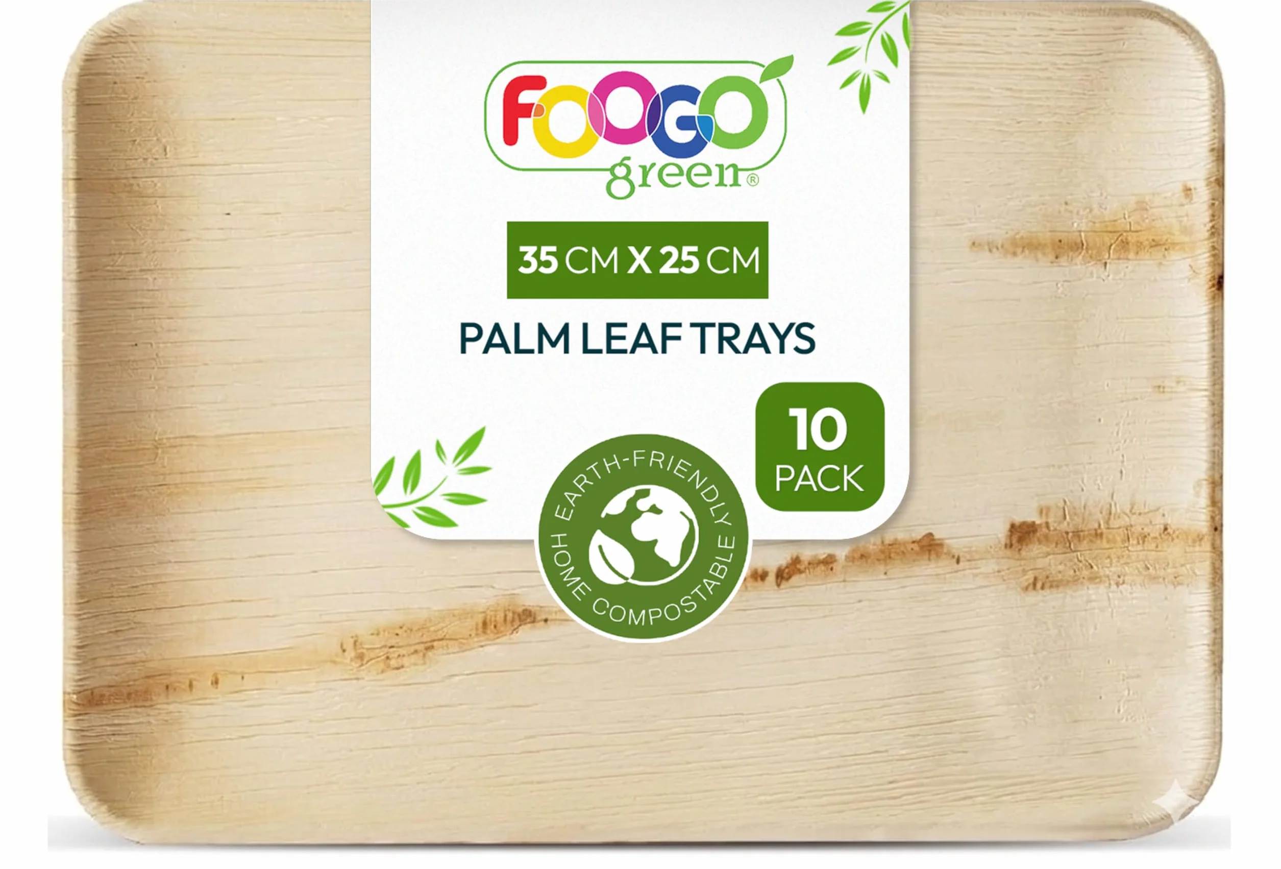 FOOGO Green Vassoi Monouso in Foglia di Palma 35x25 cm Grandi per Pizza