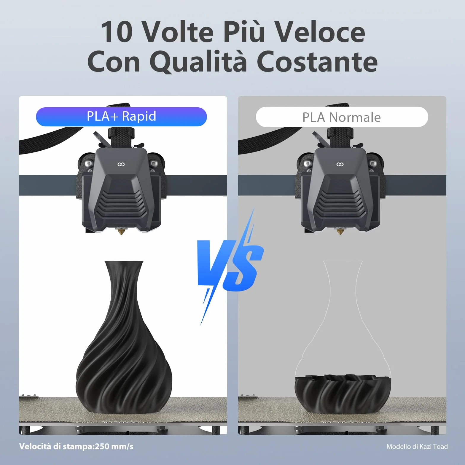 ELEGOO Rapido Filamento PLA+ 1.75mm Nero 1KG Alta Velocità 30-600 mm/s Precisione Dimensionale +/- 0.02mm