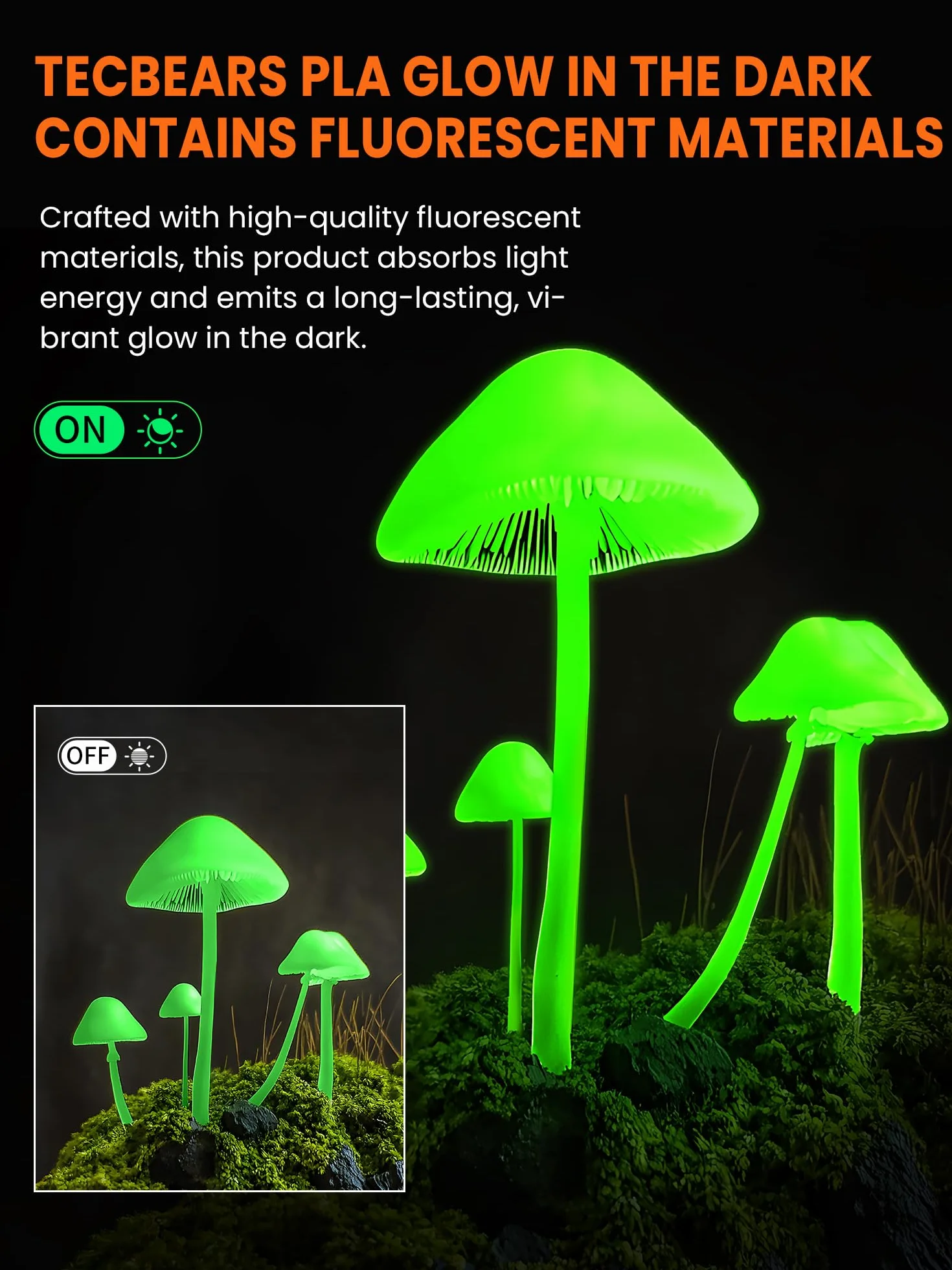 TECBEARS Filamento PLA Glow in the Dark 1.75mm Verde Luminescente 1kg