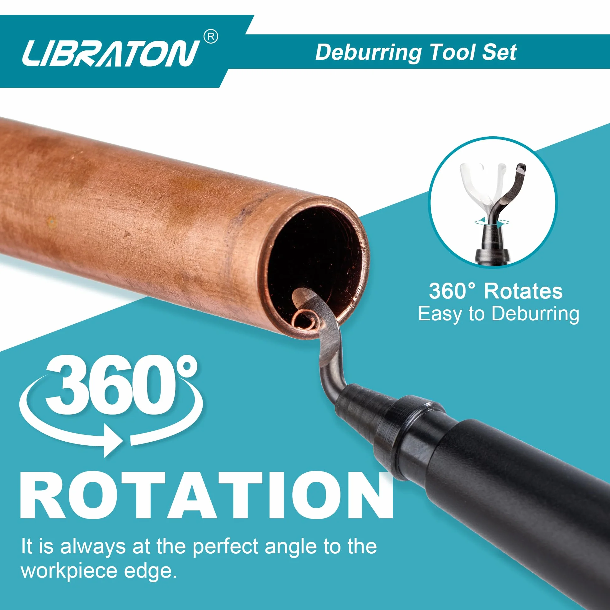 Libraton Sbavatura Strumento, Utensile di Sbavatura Universale con 11 Lame in Acciaio ad Alta Velocità, Testa Rotante a 360 Gradi, Manico Lega di Alluminio, Sbavatore per Stampa 3D, Metallo, Resina