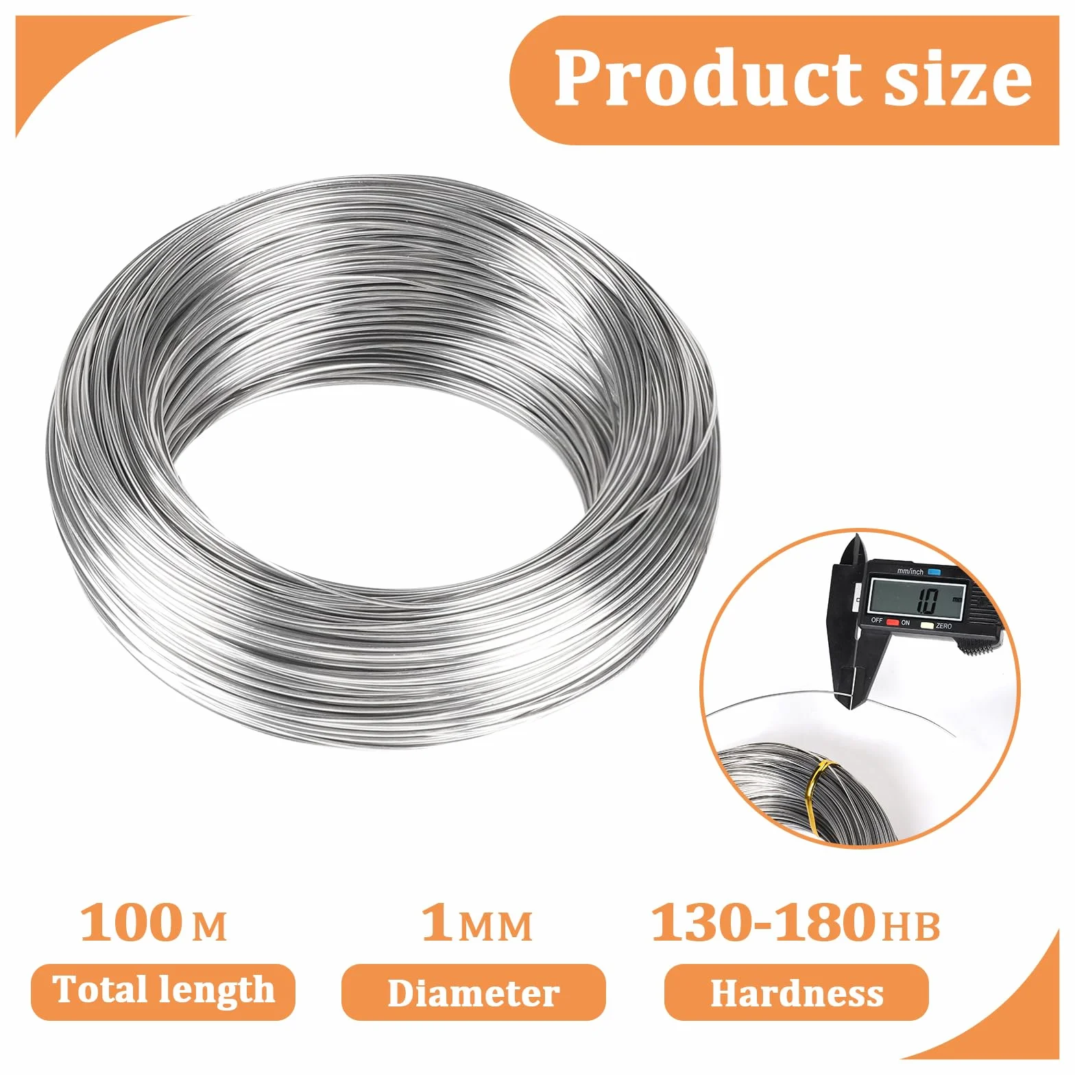 Filo in acciaio inox Ø1,0mm Filo elastico inossidabile 100m Filo acciaio morbido argentato Filo per artigianato Filo legante per DIY, cablaggio giardino, creazione gioielli, struttura sculture