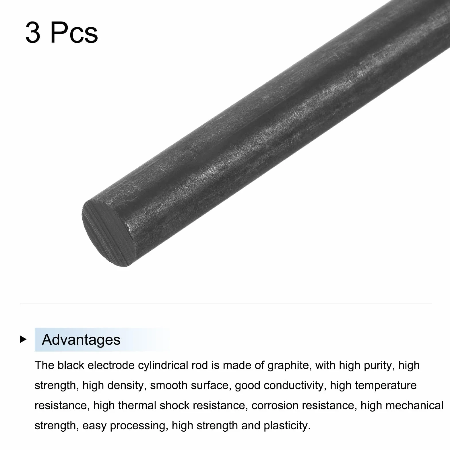 Astina di Stiratura in Grafite Cilindrica Carbonio 250x12mm Nero Confezione da 3