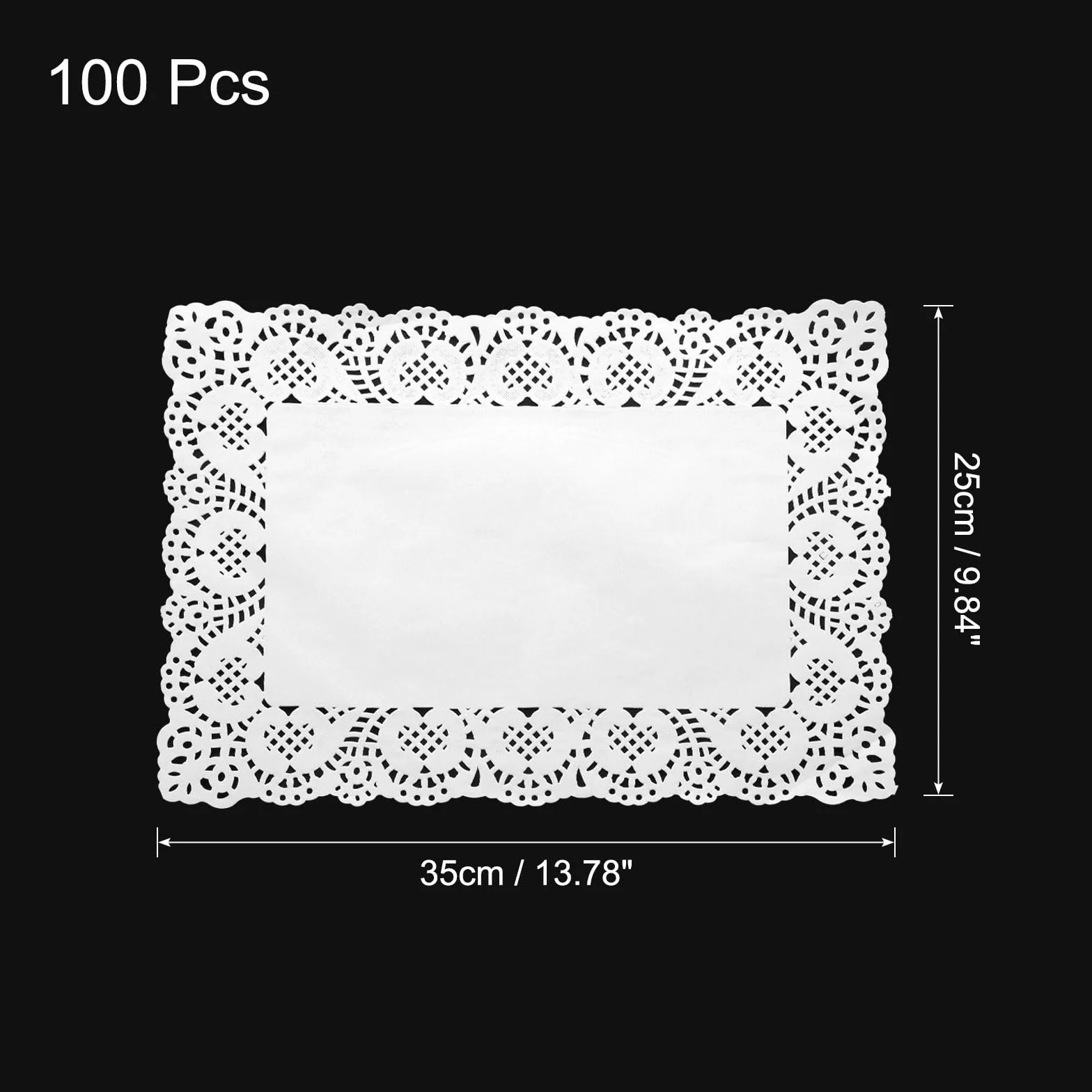 QUARKZMAN 100Pz Centrini Di Carta Pizzo Bianco 10x14 Pollici Rettangolari Per Tovagliette Matrimoni