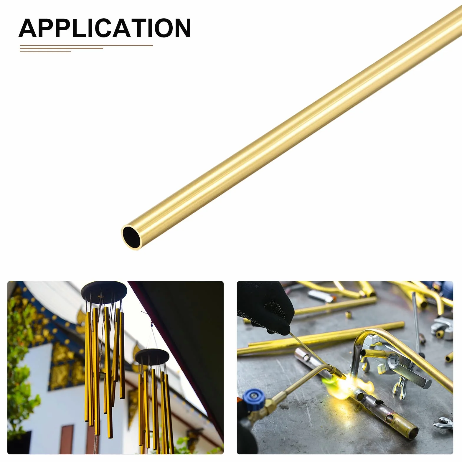 DTGN 6mm x 0.5mm x 300mm(ODxMuro TxL) Ottone Tubo - 4pz - Buono per Macchinari Attrezzature Bricolage decorazionetivo Telaio - Rotondo Metallo Tubi