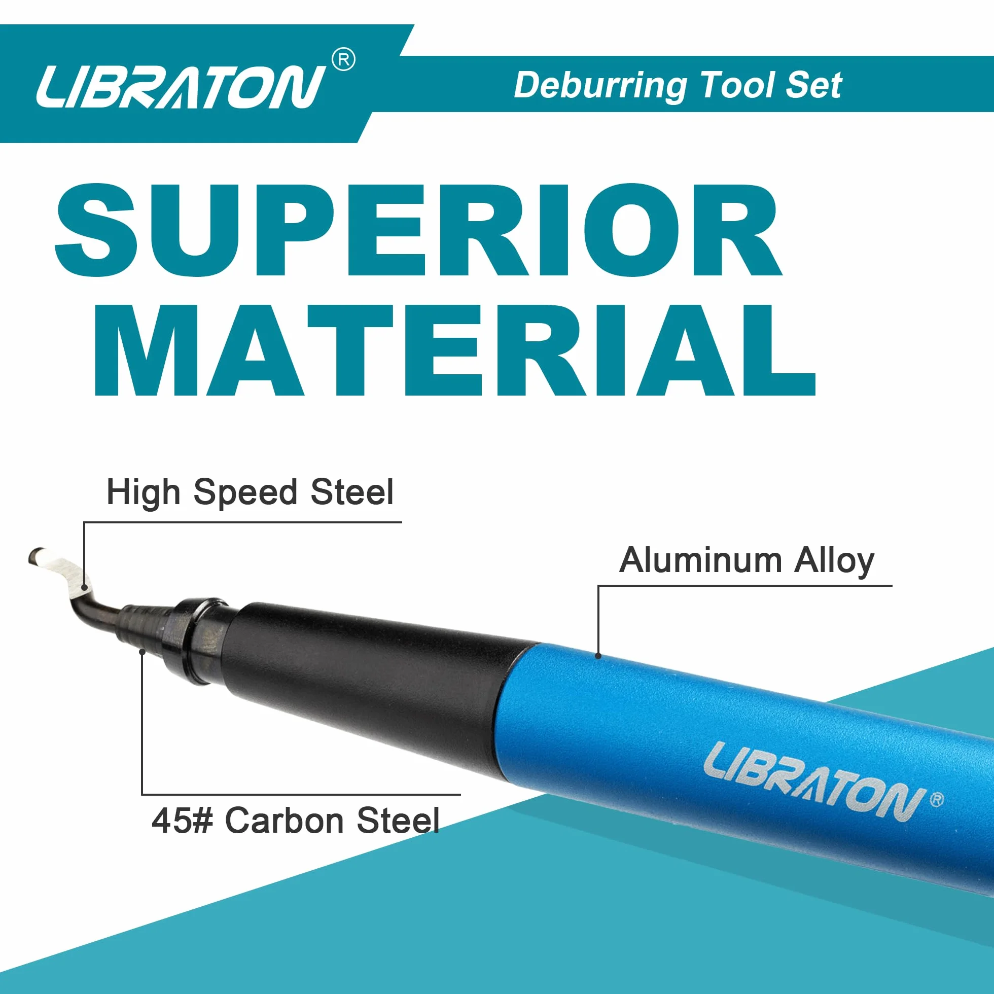 Libraton Sbavatura Strumento, Utensile di Sbavatura Universale con 11 Lame in Acciaio ad Alta Velocità, Testa Rotante a 360 Gradi, Manico Lega di Alluminio, Sbavatore per Stampa 3D, Metallo, Resina
