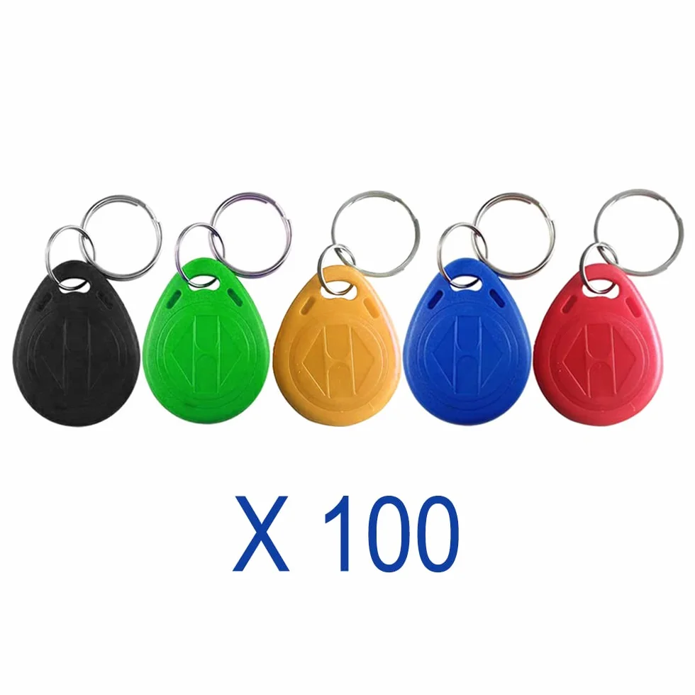 HERNAS 100pcs 125KHz RFID Key Fob Scheda di controllo accessi, ABS di alta qualità EM4100 Portachiavi RFID Porta chiave, Conforme ISO14443A, Sola lettura