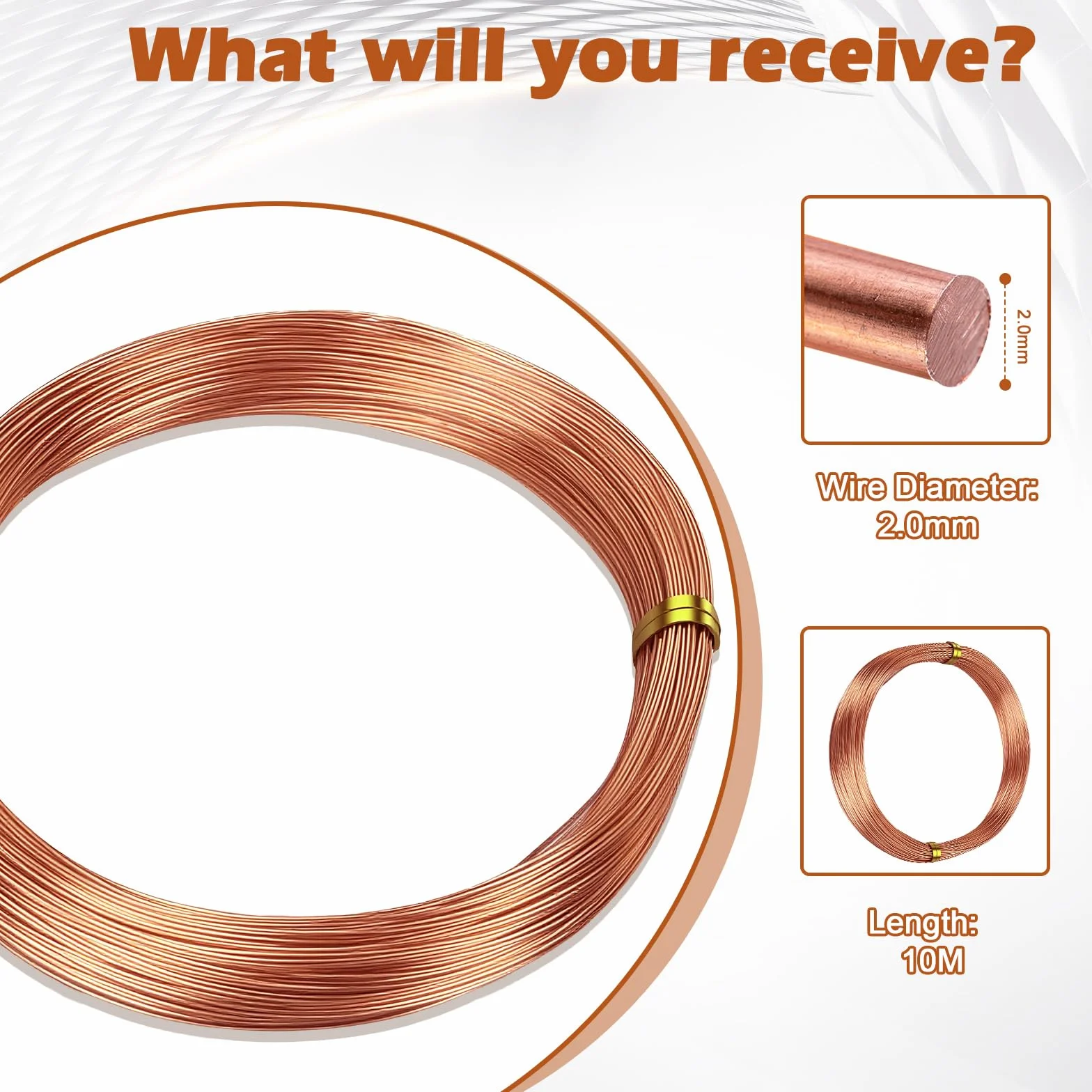 Fil di Rame Puro AFEPHE Ø2mm, 20M - Rotolo di Filo di Rame Smaltato T2 per Fai da Te, Elettronica e Giardinaggio Anti-Lumaca