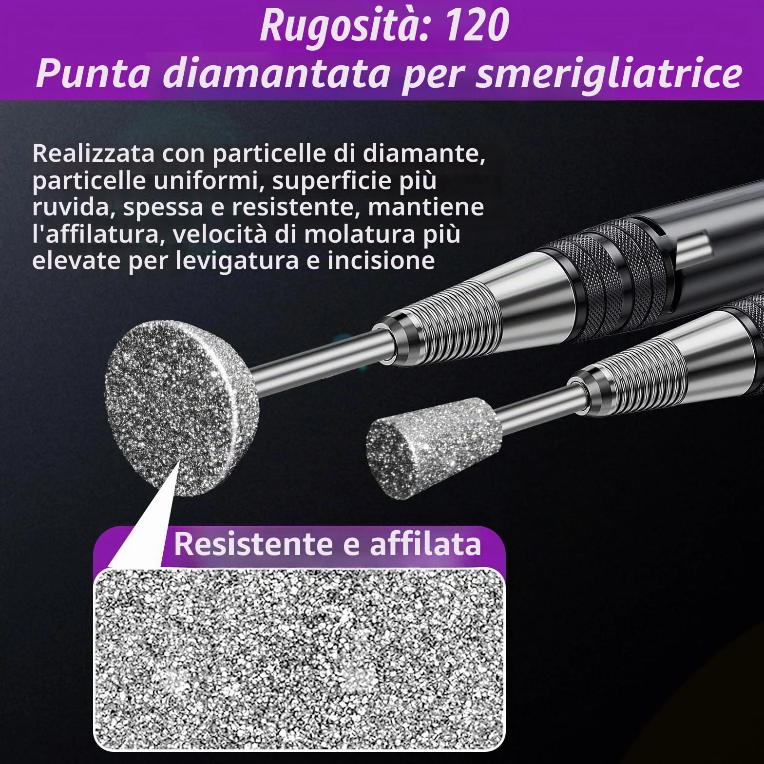 Set di 52 frese diamantate, compatibili con Dremel, accessori rotanti con fusto da 3 mm, vestibilità per vetro, pietre preziose, dettagli di giada, incisione e foratura
