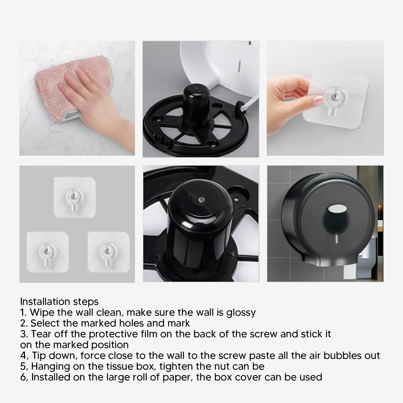 Dispenser Carta Igienica Jumbo Rotolo Singolo Senza Perforazione Compatto Bagni