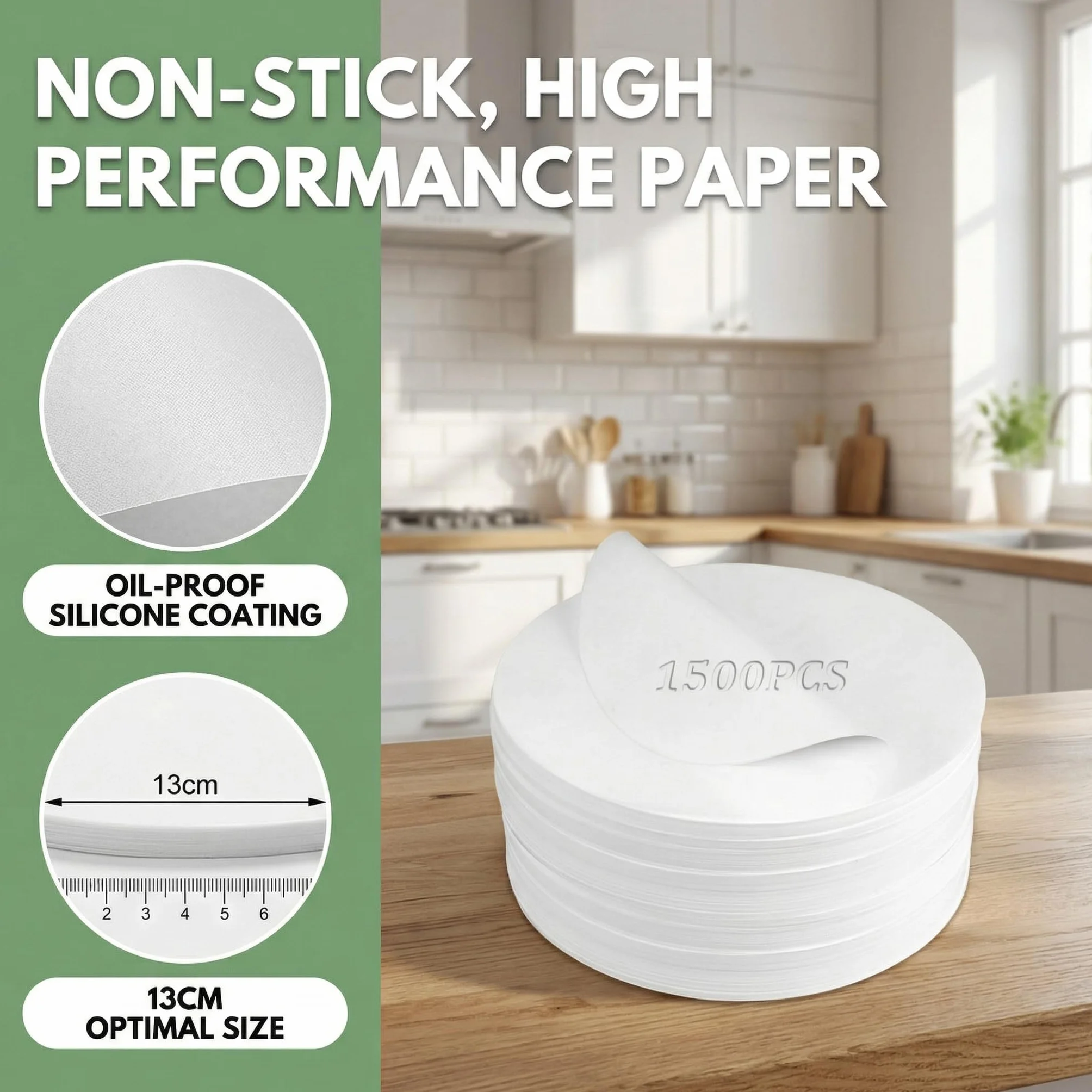 Papier do hamburgerów 13 cm, antyadhezyjny, 1500 sztuk, odporny na ciepło