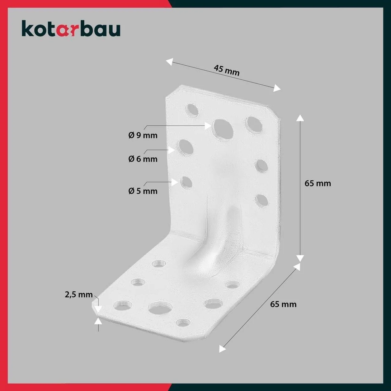 KOTARBAU 25 Pezzi Staffa Angolare Acciaio Zincato 60x60x45 mm Argento Squadretta Angolare 90 Gradi