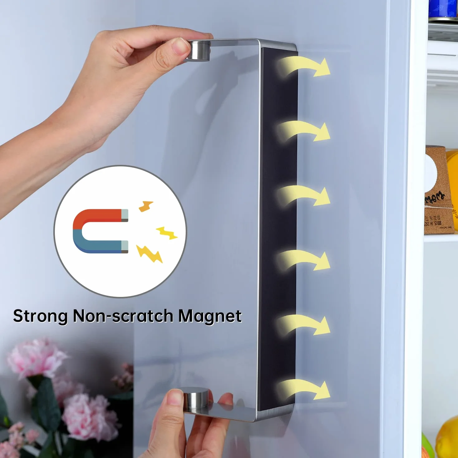 DELITON Portasciugamani di carta magnetico – Barra multifunzionale per cucina, frigorifero, grill, argento