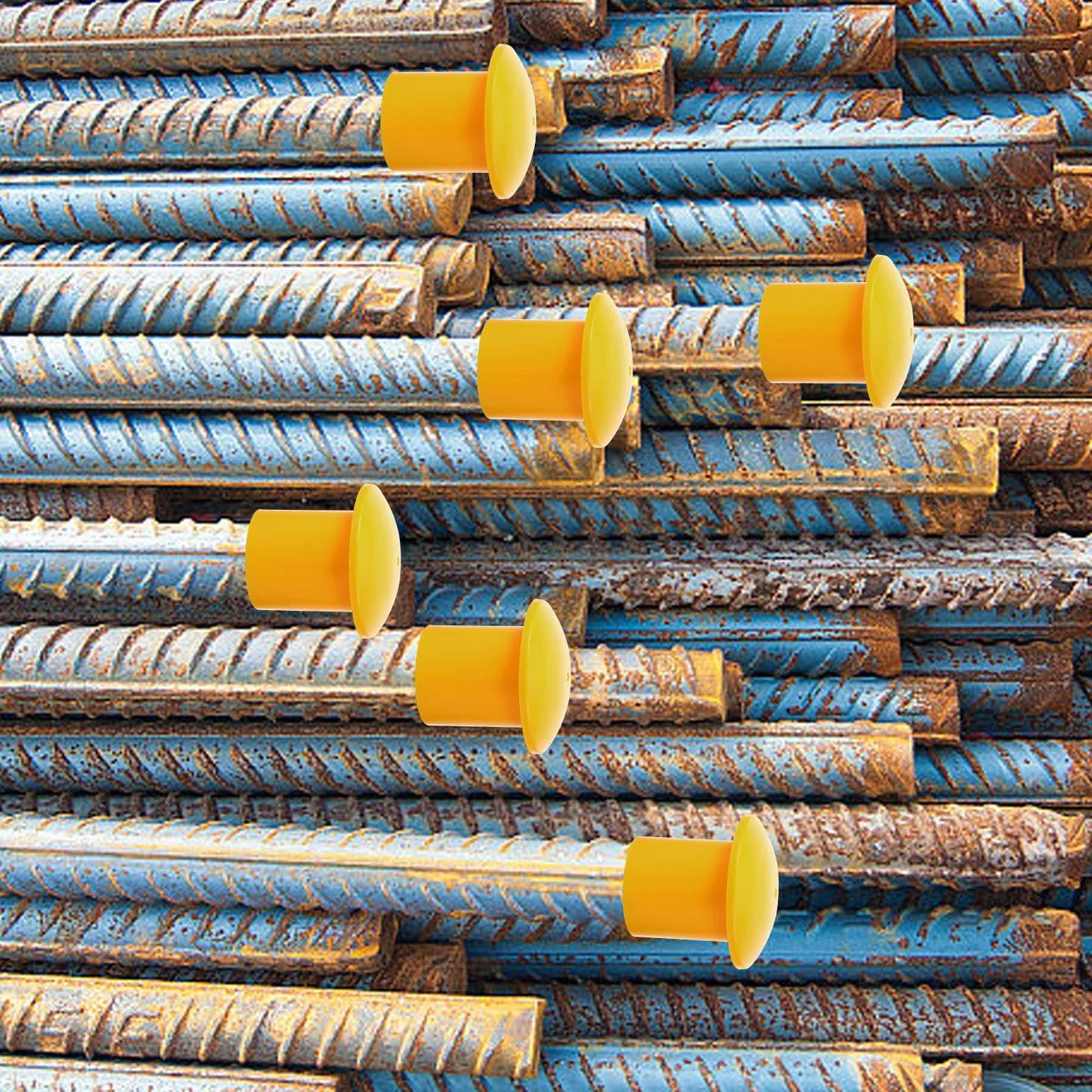 Abaodam 50 Pezzi Tappi di Sicurezza per Armature in Pp Giallo, Cappucci Protettivi a Forma di Fungo per Barre D'acciaio 25-32mm Resistenza alla Compressione per Edilizia