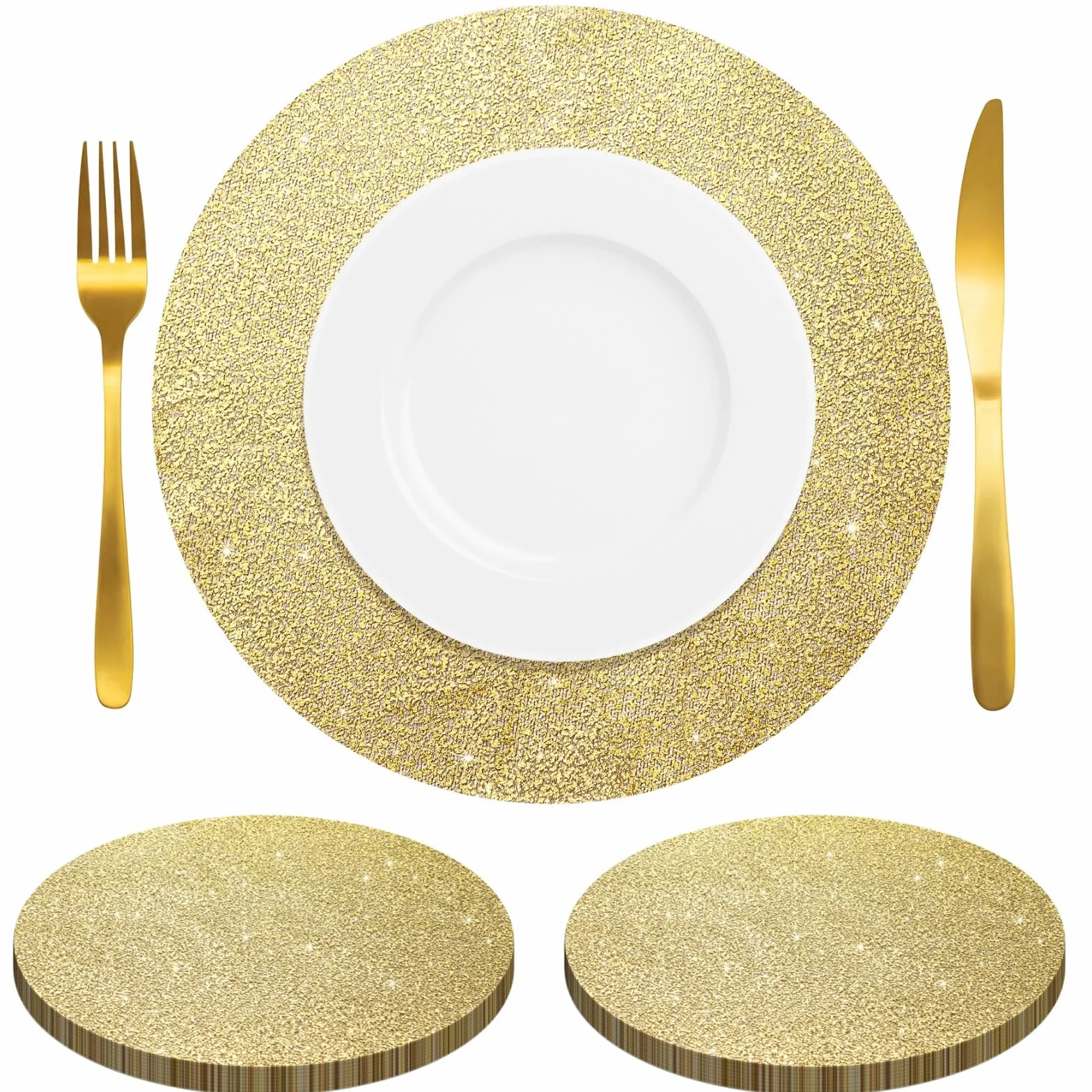 Bosreroy Tovagliette usa e getta dorate 100 pezzi 33 cm rotonde