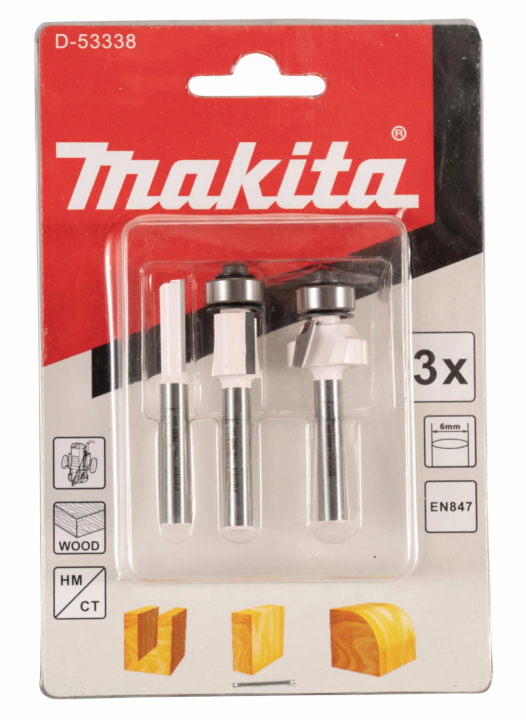 Makita Set per fresa 3 pezzi 6 mm D 53338