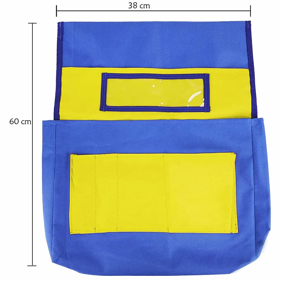 Tasca per sedia in aula scuola e tasche per sedie con targhetta con nome e tasche posteriori per sedie, borsa da appendere per aula o per asilo, casa, scuola