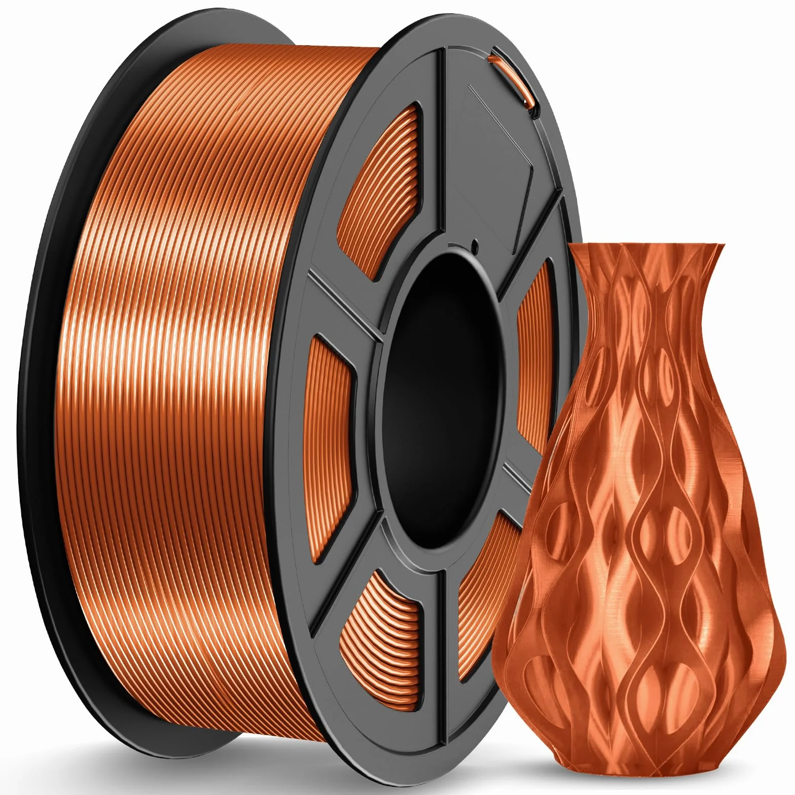 JAYO PLA Silk Filamento 1.75mm, Effetto Seta Filamento Stampanti 3D, PLA Seta Rame Bobina da 1.1kg, Precisione Dimensionale +/- 0.02mm
