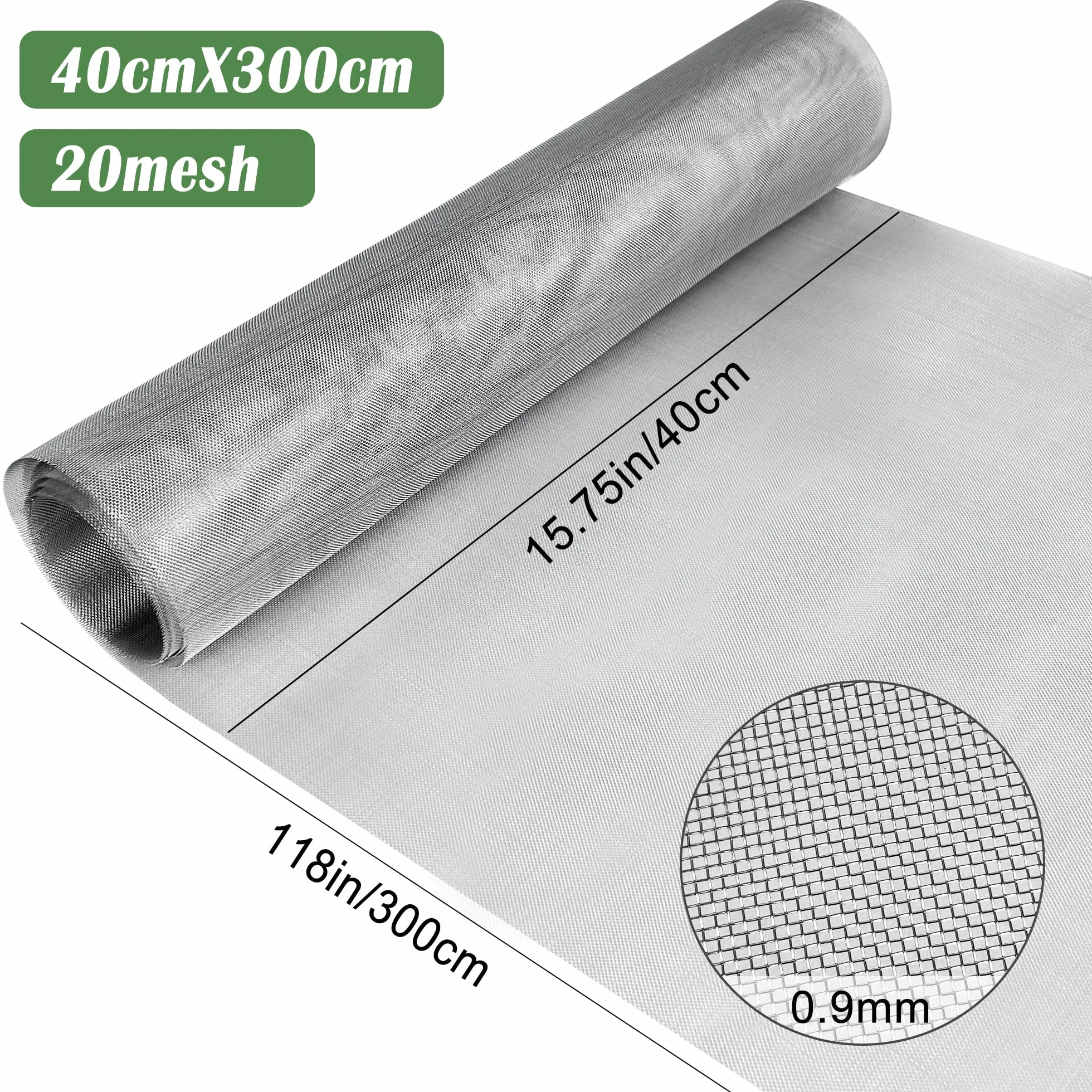 Rete Metallica in Acciaio Inox 304 20 Mesh 40x300 cm Recinzioni Filtrante Anti Roditore