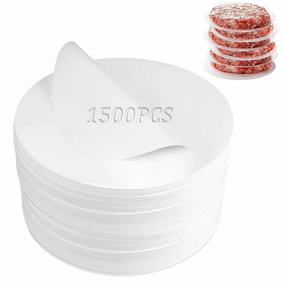 Papier do hamburgerów 13 cm, antyadhezyjny, 1500 sztuk, odporny na ciepło