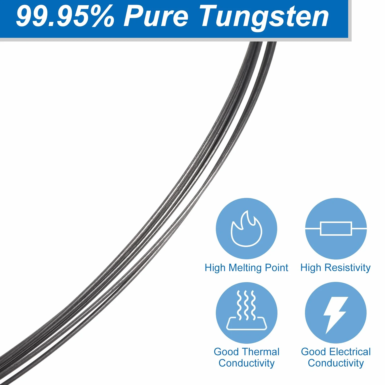 QUARKZMAN 3 Pezzi Filo Tungsteno 99.95% Alta Purezza Filo Tungsteno 0.05mm Diametro X 3 Metri Lunghezza Filamento Tungsteno Bobina In metallo Per Produzione Lampadine Industria Elettronica