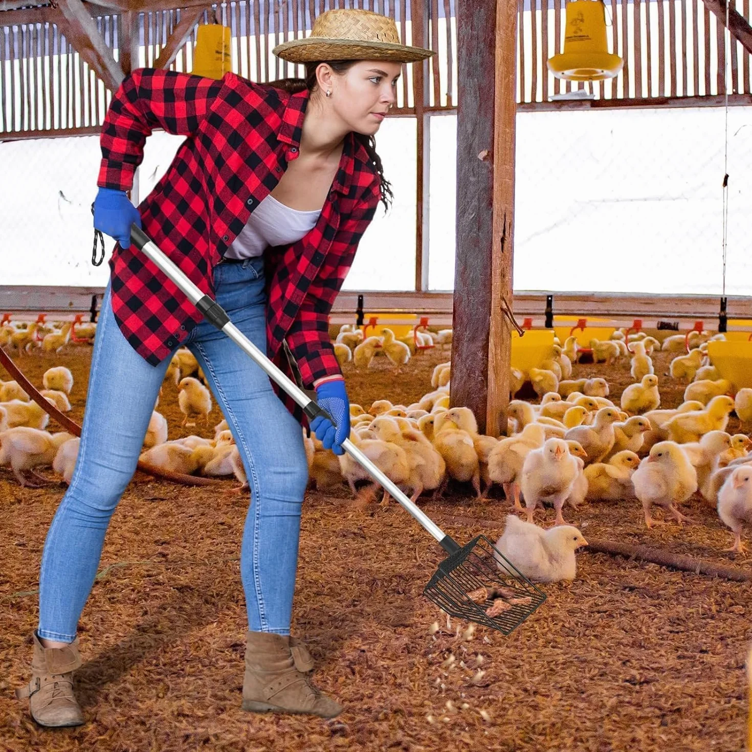 1 x Accessori per pollaio Pala per escrementi e setaccio, separazione feci e detriti dalla sabbia, lettiera per galline
