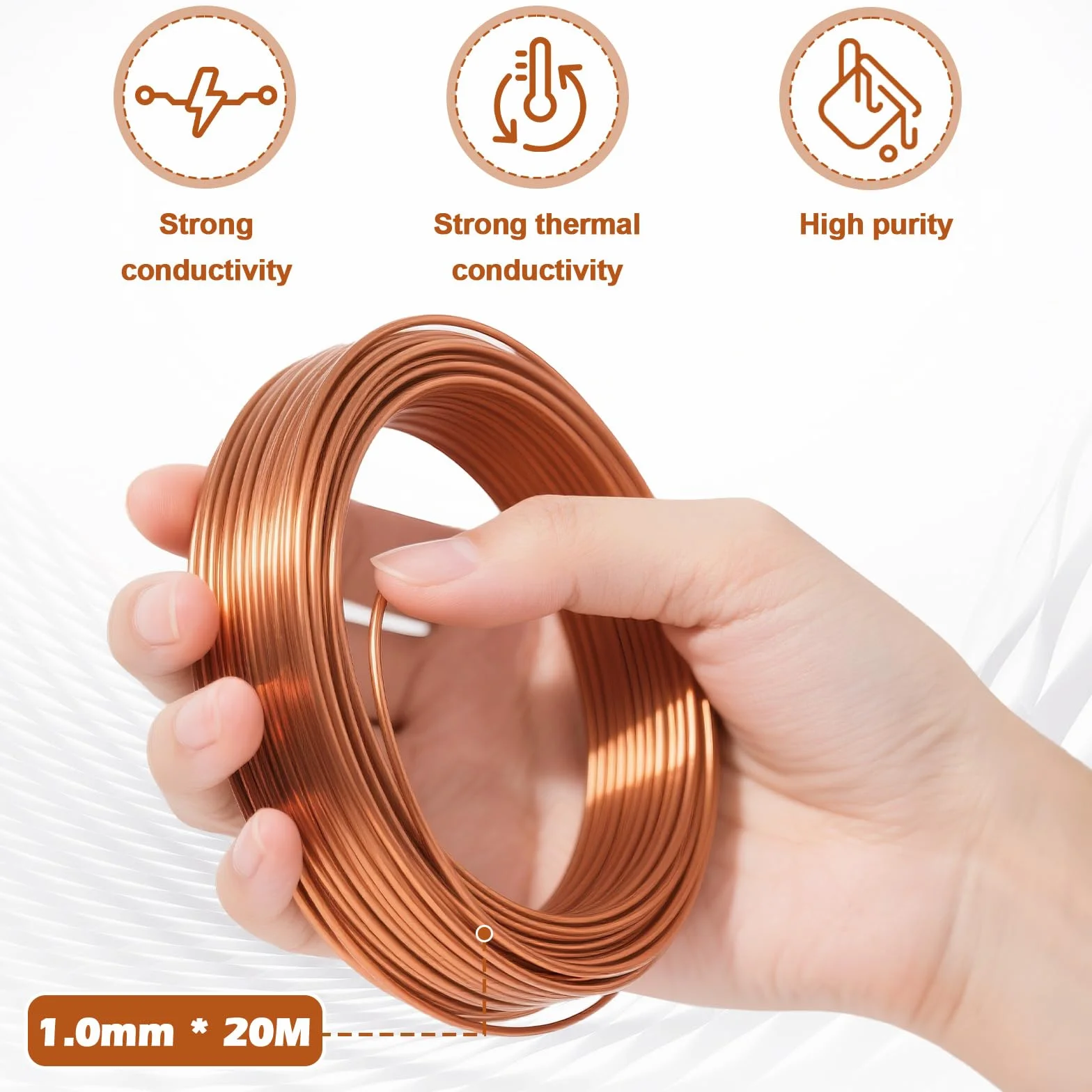 Fil di Rame Puro AFEPHE Ø2mm, 20M - Rotolo di Filo di Rame Smaltato T2 per Fai da Te, Elettronica e Giardinaggio Anti-Lumaca