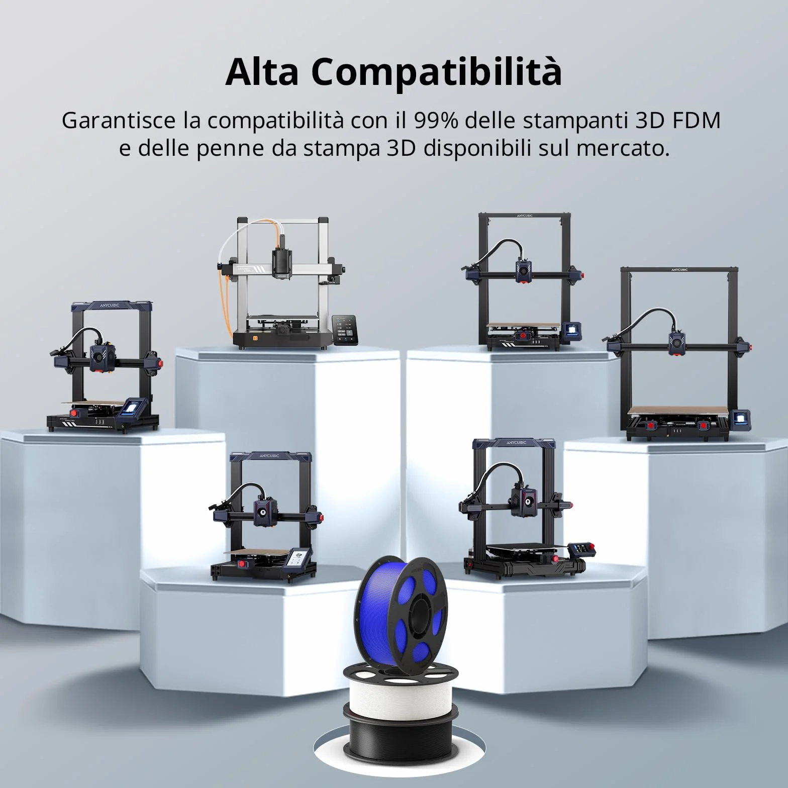 ANYCUBIC PLA+ Filamento per Stampante 3D, Elevata Resistenza, Bianco 1kg