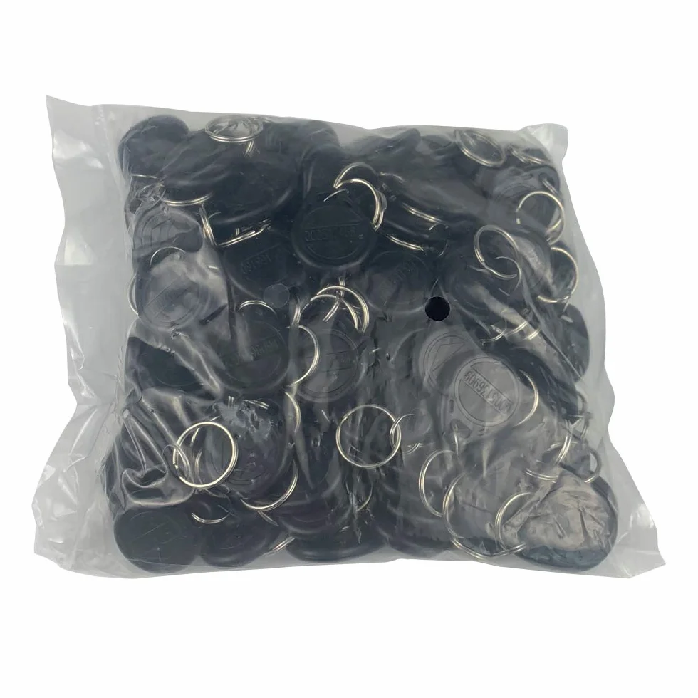 FST 100pcs EM 125KHz EM4100 Portachiavi Schede Controllo Accessi RFID Prossimità Portachiavi TK4100 Key Card Smart ID Sola Lettura (Black)