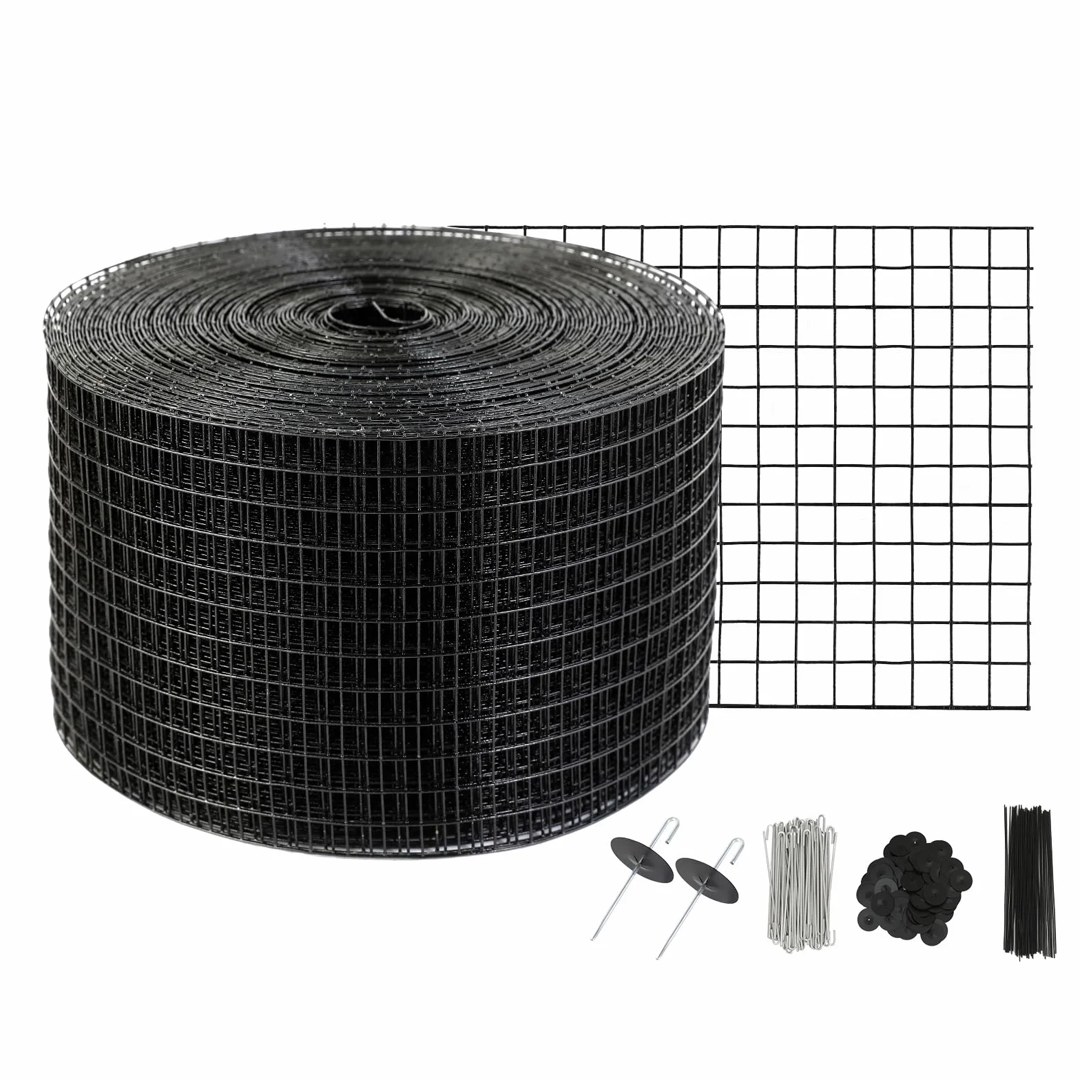 VEVOR Griglia di Protezione per Pannello Solare in Rotolo 20,3 cm x 30,5 m, Kit Anti-Uccelli 100 Fascette in Acciaio Inox Rivestimento PVC Antiruggine Rete Metallica 12,7 mm