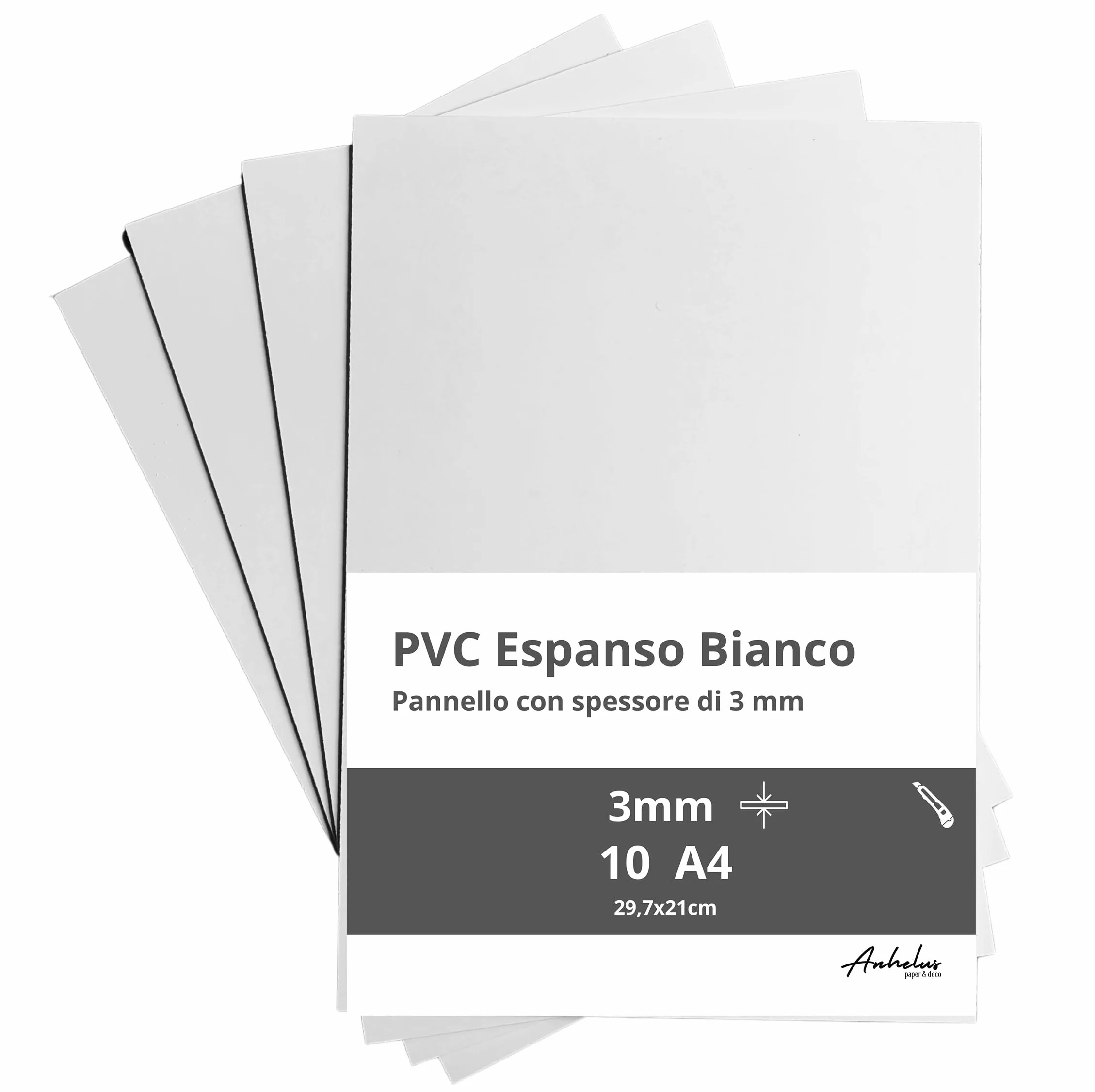 10 fogli A4 PVC espanso bianco 3 mm spessore | Formato A4 (21 x 29,7 cm) | Lastre in plastica espansa per artigianato