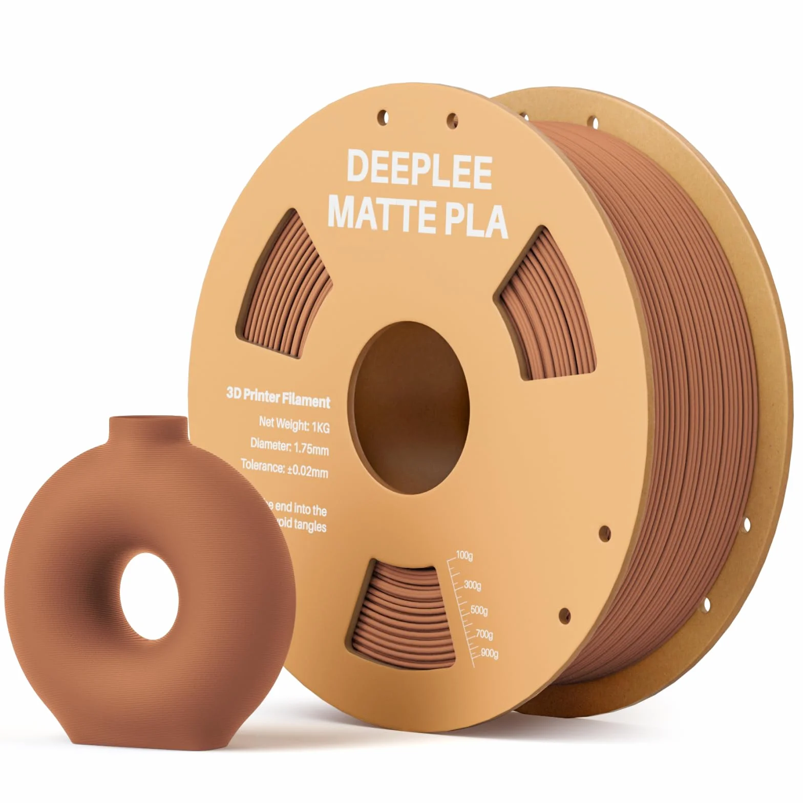 DEEPLEE Filamento Matte PLA 1,75 mm Marrone Terracotta 1 kg ±0,02 mm