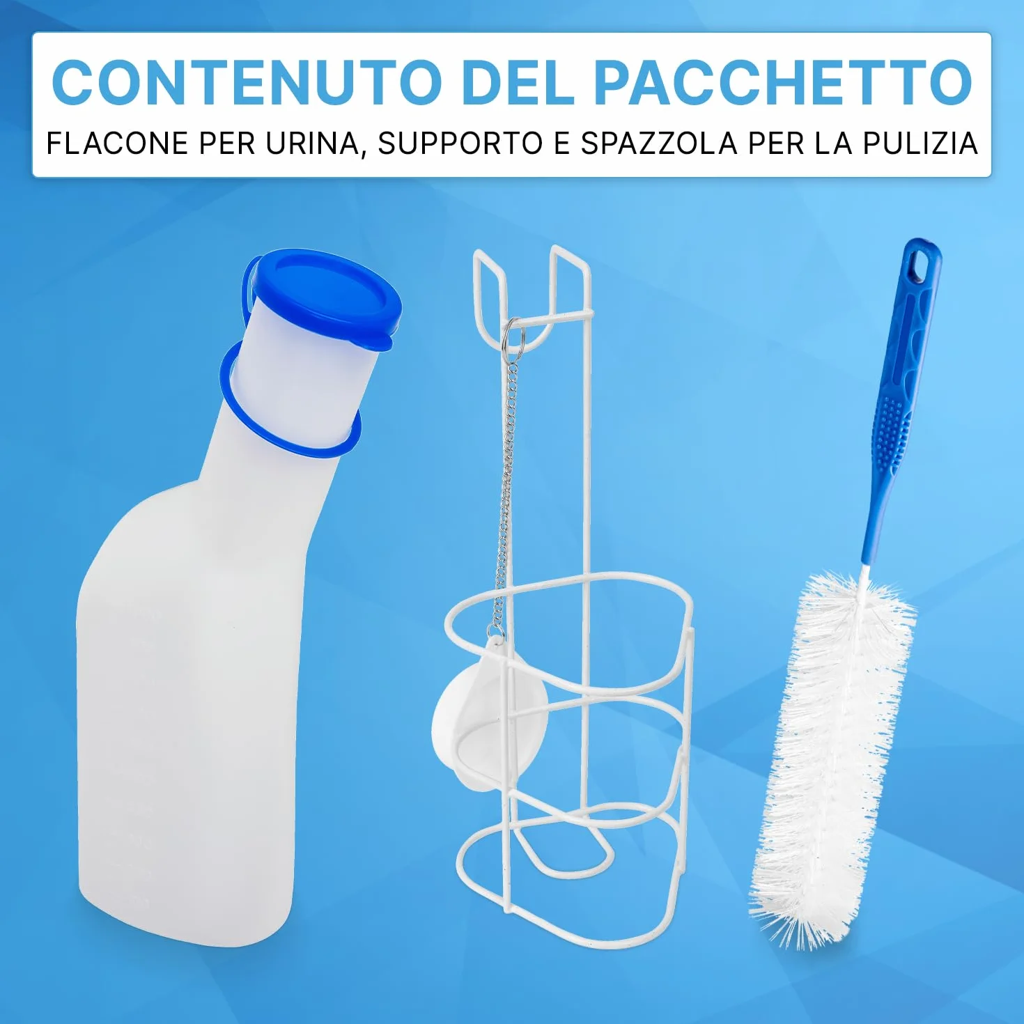Bottiglia per urina ARNOMED 1000ml uomo PP a prova di perdite con supporto e spazzola
