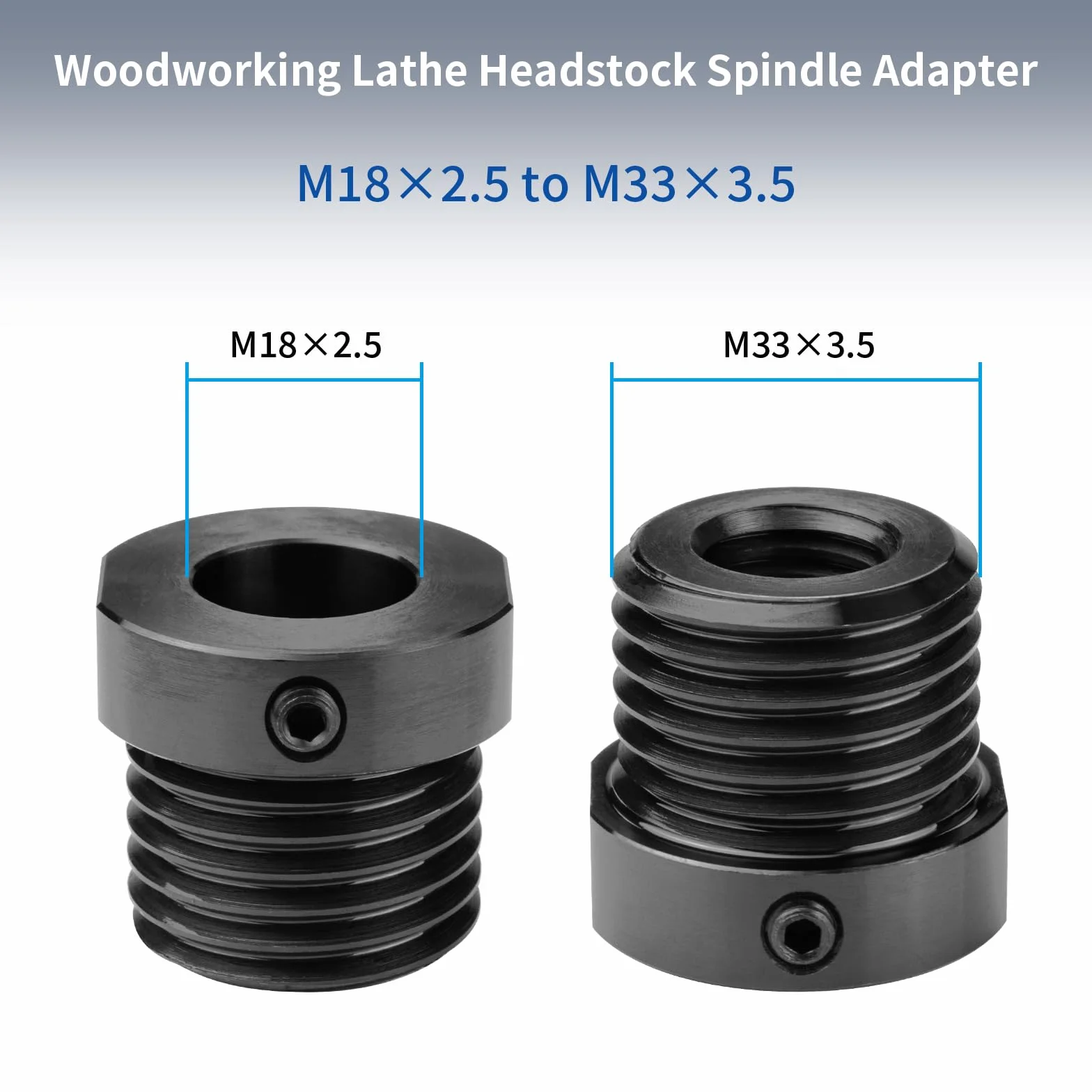 Adattatore mandrino per paletta per tornio per la lavorazione del legno Convertire M18X2.5mm a M33X3.5mm Adattatore Accessori per utensili di tornitura