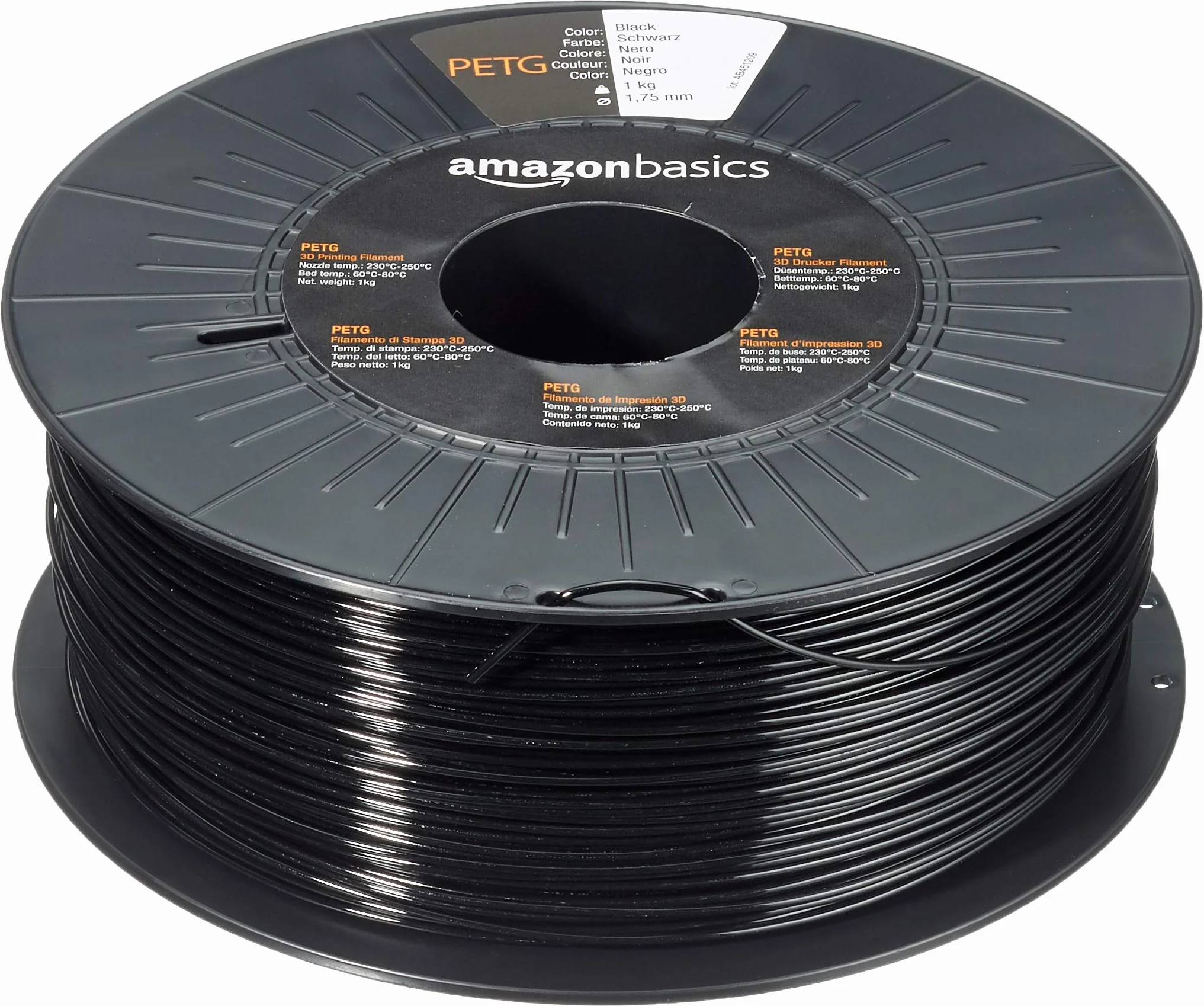 Amazon Basics Filamento PETG 1.75 mm nero 1 kg per stampanti 3D