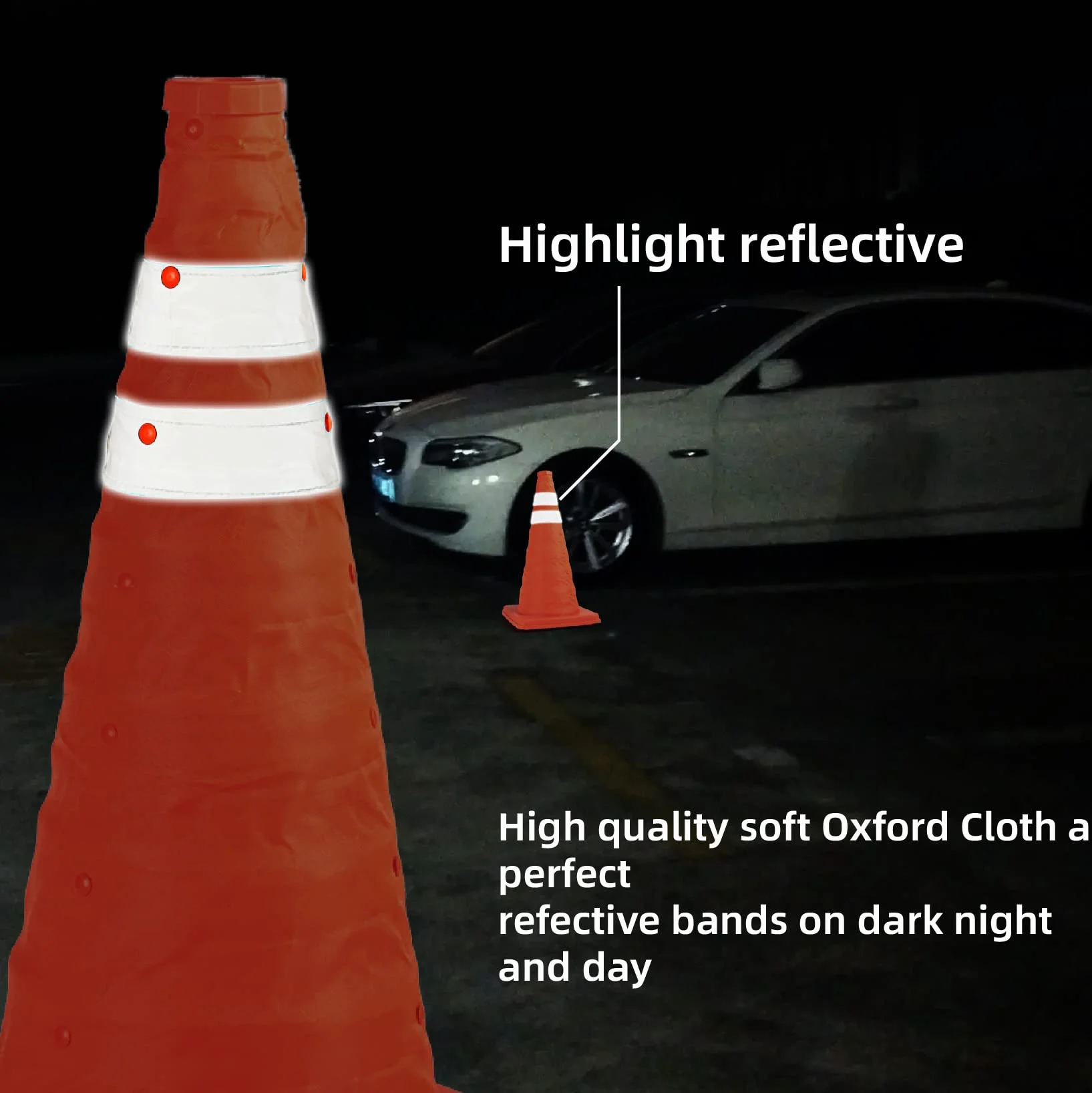 2 Pack 18 pollici Pieghevole Arancione Coni di Sicurezza/Arancione Traffico Coni/Multi Purpose Pop up Riflettente Cono di Sicurezza, Coni di Guida per la Formazione, Coni di Parcheggio