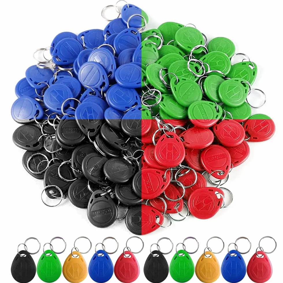 HERNAS 100pcs 125KHz RFID Key Fob Scheda di controllo accessi, ABS di alta qualità EM4100 Portachiavi RFID Porta chiave, Conforme ISO14443A, Sola lettura