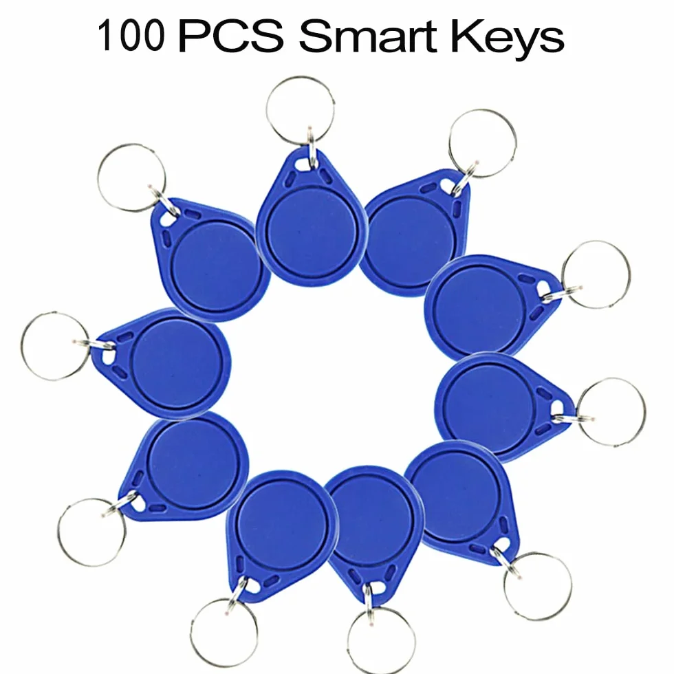 HERNAS - 100 chiavi UID riscrivibili, carte RFID Mi-Fare 1K S50, tag NFC, controllo accessi ABS 13.56 MHz, blocco 0 settore, conforme a ISO 14443A