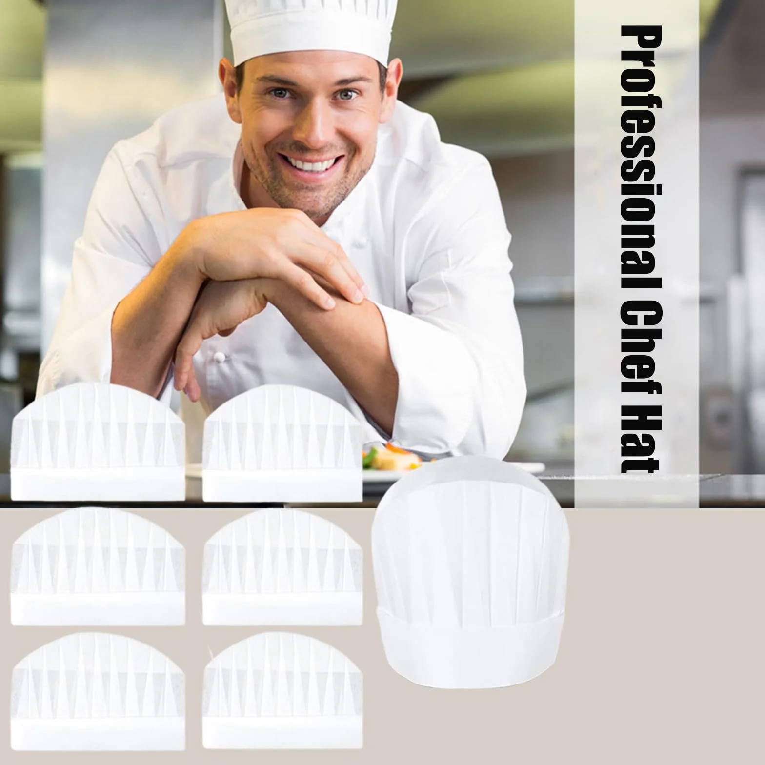 Cappelli da Cuoco Monouso in Carta 9 Pollici Bianco Confezione da 30