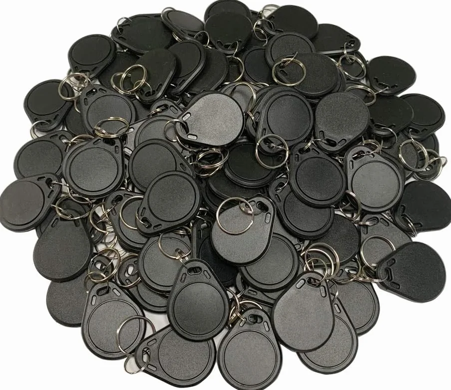 (Confezione da 100 Impermeabile ABS 13.56 MHz ISO14443 A MF Classic 1K NFC RFID Token, RFID Keyfob,Tag RFID, nero